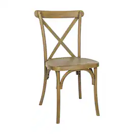 Flash Furniture - HERCULES Commercial Chestnut Indoor/Outdoor Wood Look Stackable Resin Cross Back Chair - Brown