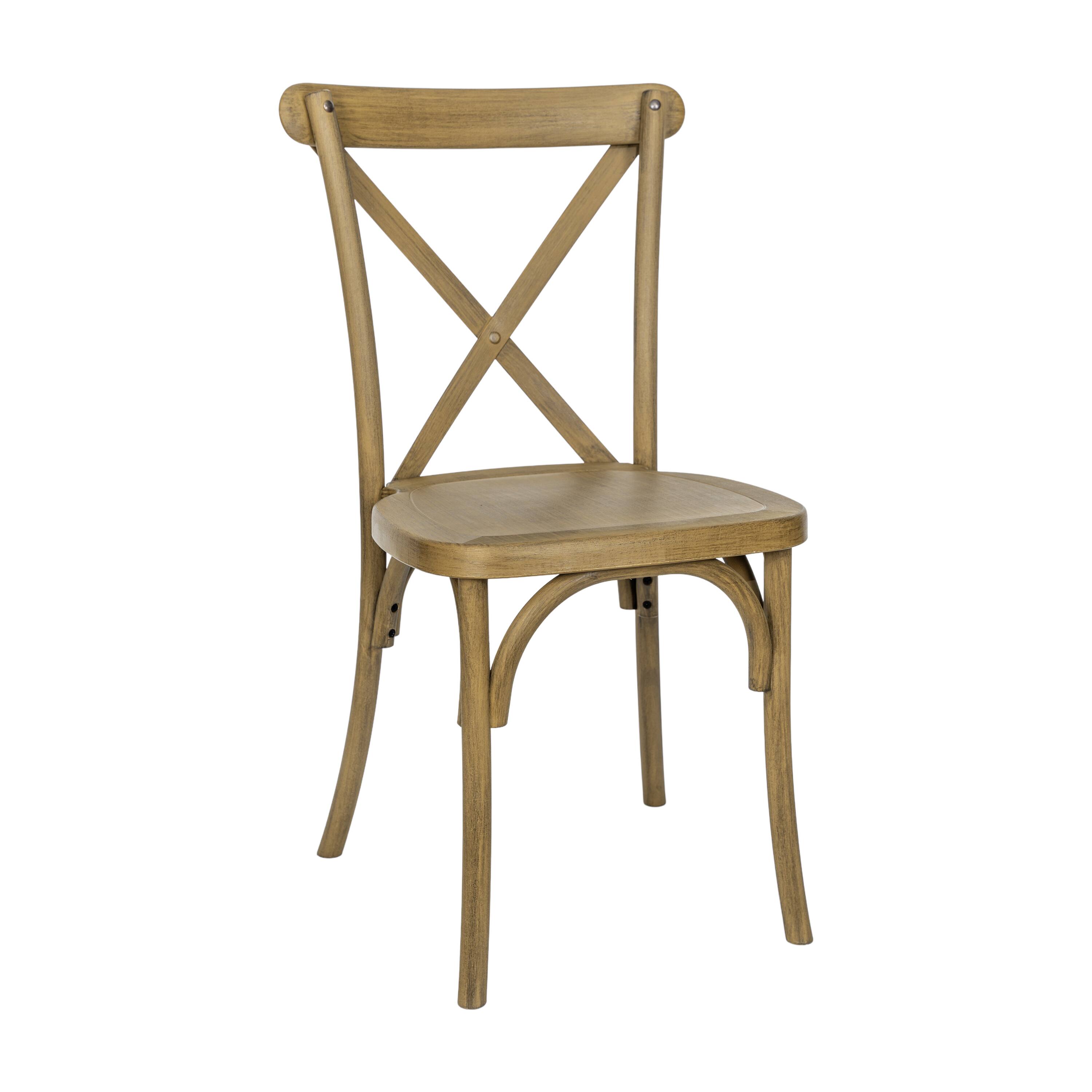 Alt View 1. Emma + Oliver - Hensler Weather-Resistant Wood Look Stackable Resin Cross Back Chair for Indoor/Outdoor Use - Chestnut.