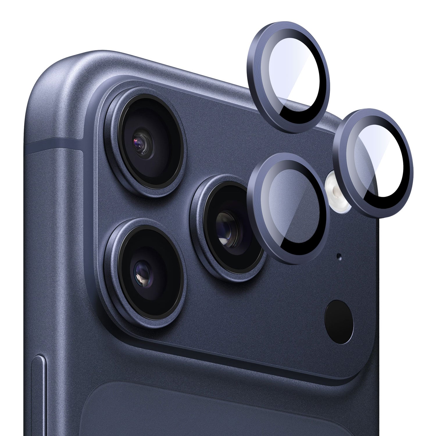 Front. SaharaCase - Apple iPhone 17 Pro/iPhone 17 Pro Max Camera Glass Protector | Titanium Body | Exact Color Match | 2Pack - Deep Blue.