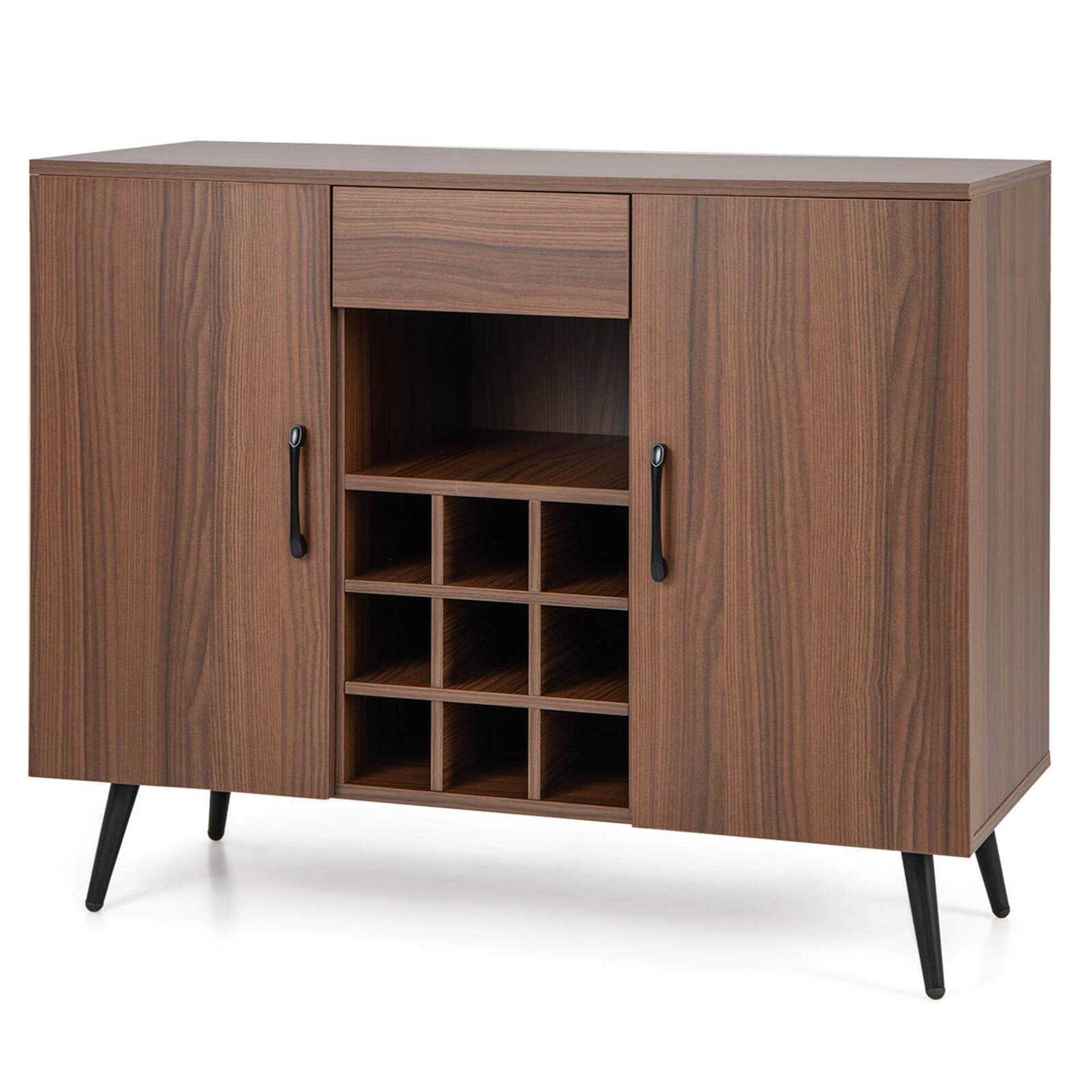 Alt View 1. Costway - Buffet Sideboard Cabinet Wine Bar Cabinet with Drawer & Adjustable Shelves - Walnut.