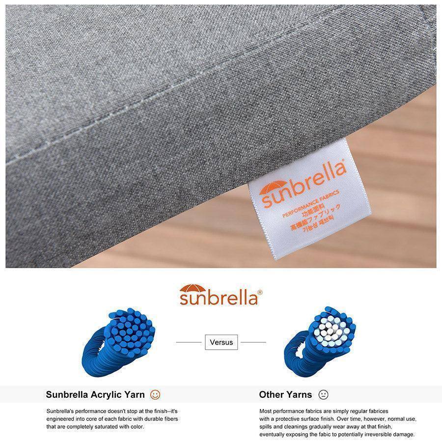 **Sunbrella Performance Fabrics**

**Sunbrella Acrylic Yarn vs. Other Yarns**

**Sunbrella's Performance:**
- Sunbrella's performance doesn't stop at the finish—it's engineered into the core of each fabric with durable fibers that are completely saturated with color.

**Other Yarns:**
- Most performance fabrics are simply regular fabrics with a protective surface finish. Over time, however, normal use, spills, and cleanings gradually wear away at that finish, eventually exposing the fabric to potentially irreversible damage.

**Sunbrella Acrylic Yarn:**
- Sunbrella's performance doesn't stop at the finish—it's engineered into the core of each fabric with durable fibers that are completely saturated with color.

**Other Yarns:**
- Most performance fabrics are simply regular fabrics with a protective surface finish. Over time, however, normal use, spills, and cleanings gradually wear away at that finish, eventually exposing the fabric to potentially irreversible damage.