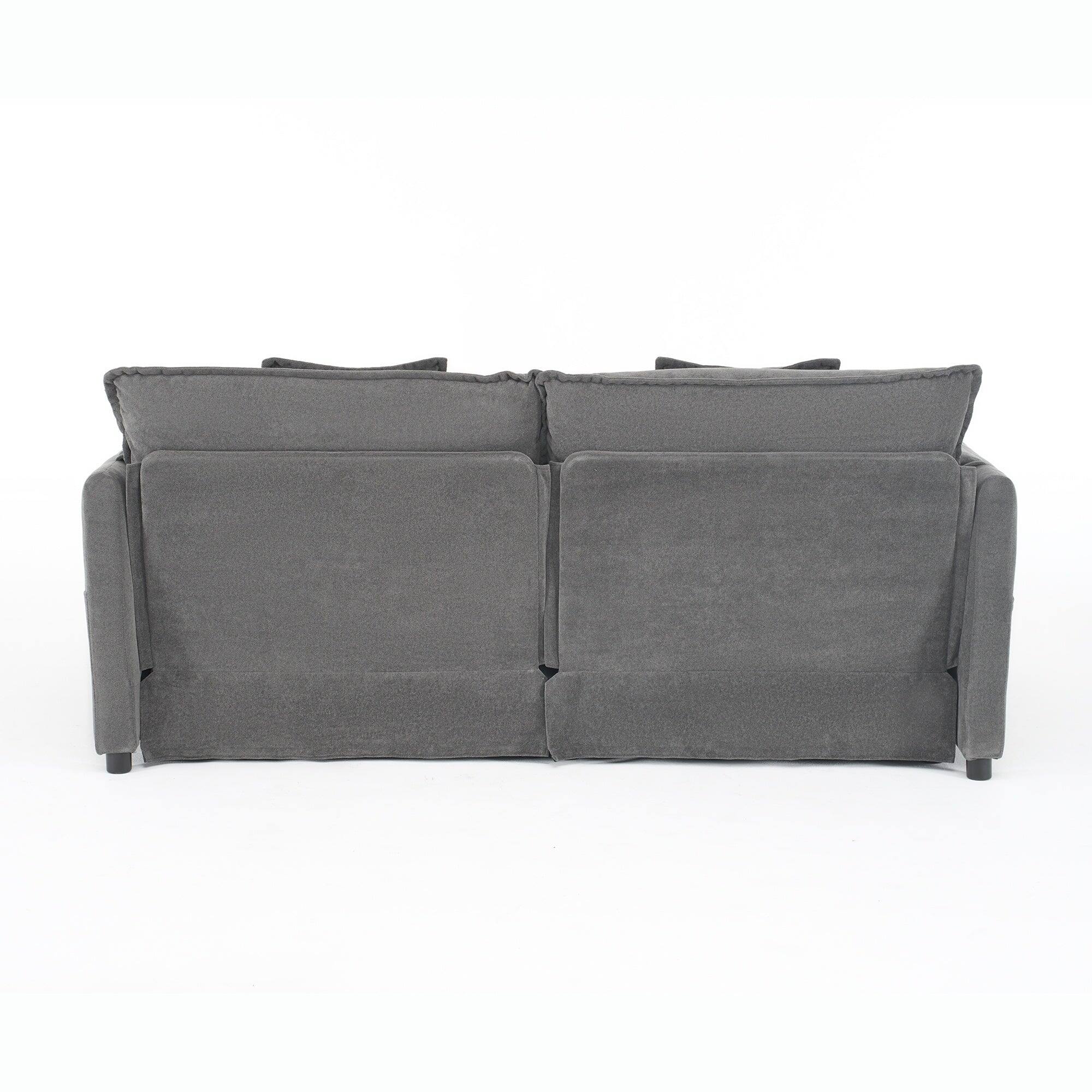 Alt View 3. Boyel Living - Modern Minimalist Grey Chenille Sofa with Side Storage Pockets 2-Seat - Grey.