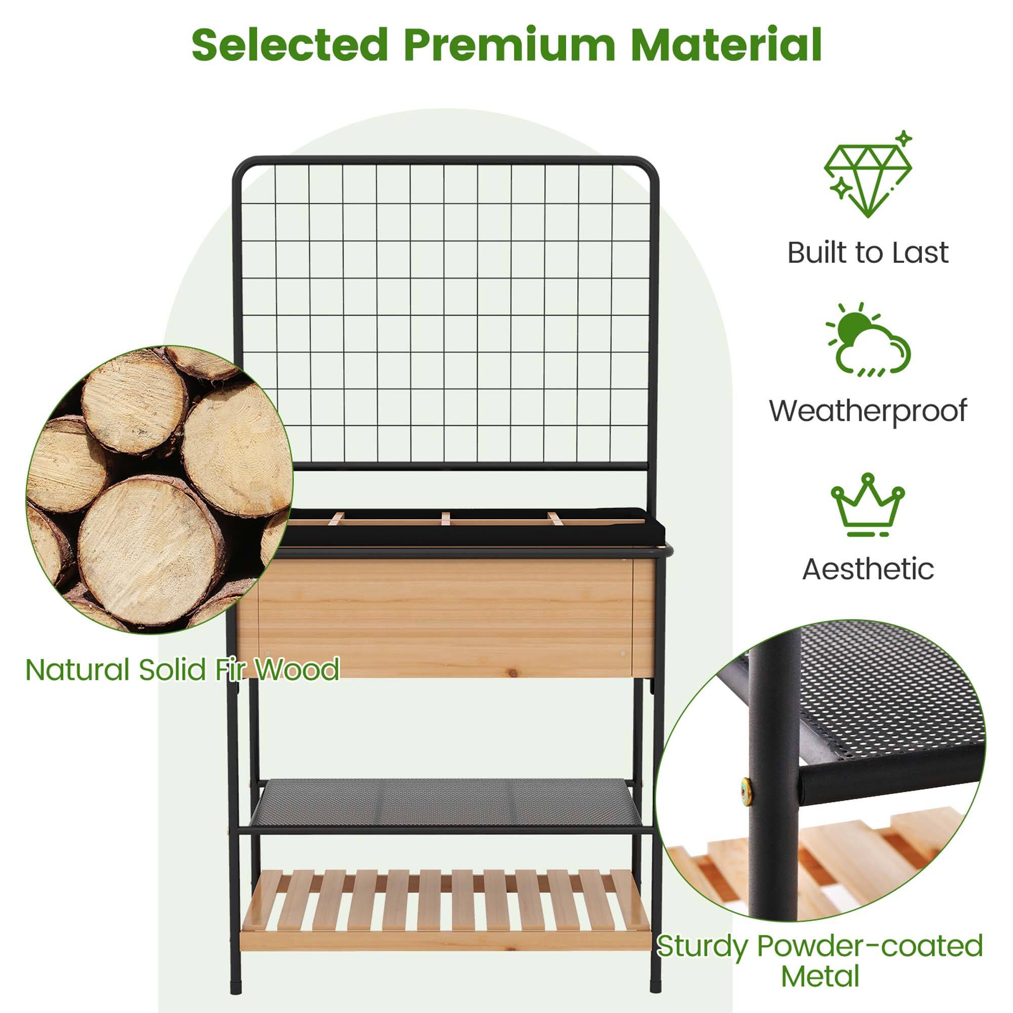 Selected Premium Material Built to Last Weatherproof Aesthetic Natural Solid Fir Wood Sturdy Powder-coated Metal