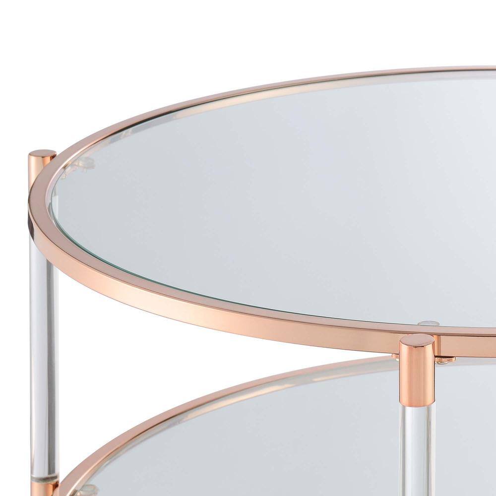 Alt View 1. Convenience Concepts - Royal Crest 2 Tier Acrylic Glass Coffee Table - Rose Gold/Glass/Metallic.
