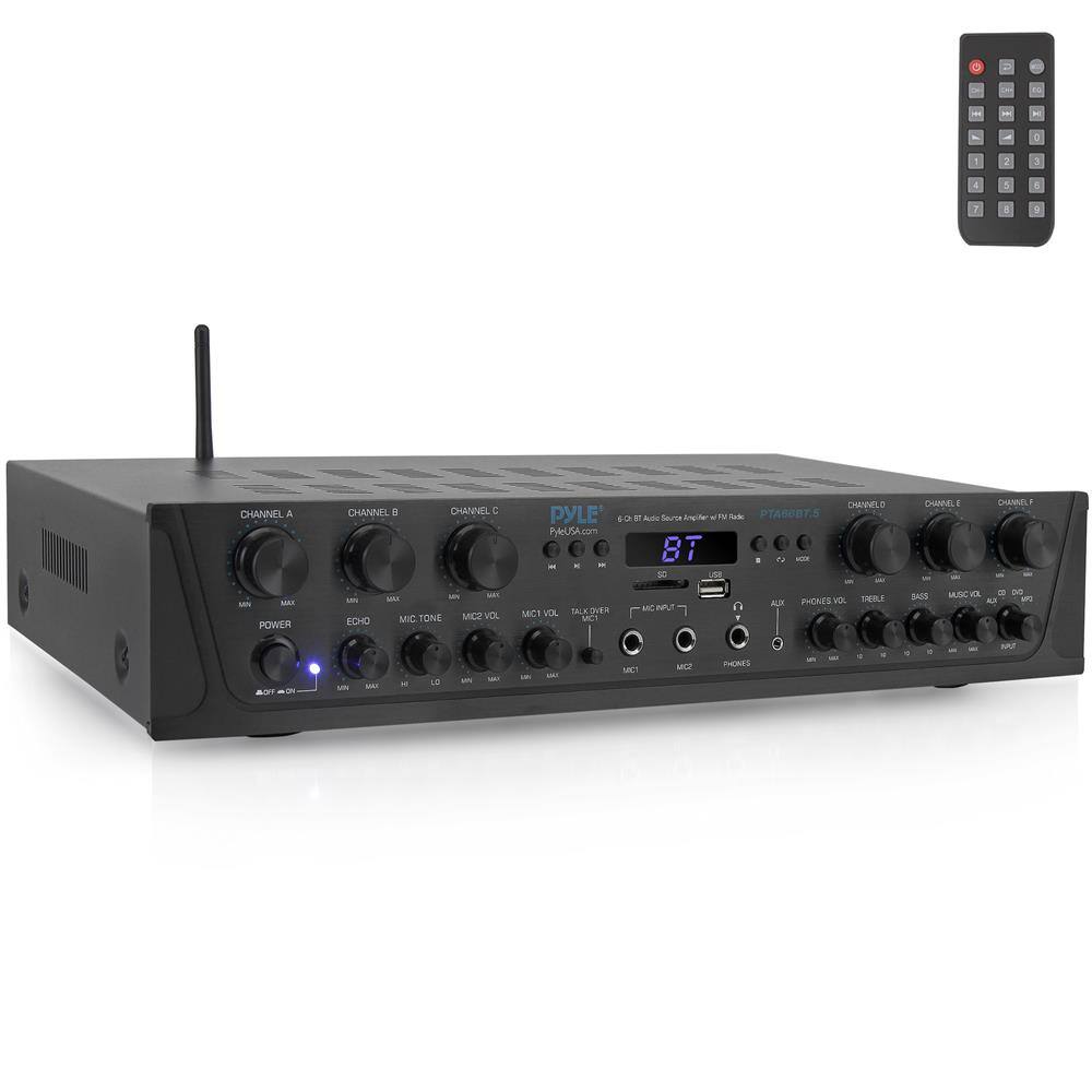 Sure, here is the corrected and grouped text:

- PYLE
- 6.2 BT Audio Mixer w/FM Radio
- PTAB65
- PYLEUSA.com
- CHANNEL A
- CHANNEL B
- CHANNEL C
- CHANNEL D
- CHANNEL E
- CHANNEL F
- POWER
- ECHO
- MIC TONE
- MIC VOL
- MIC1
- MIC2
- TALK OVER
- AUX INPUT
- PHONES VOL
- STEREO
- MUSIC VOL
- CD
- AUX
- PHONES
- MIN
- MAX
- LO
- HI
- TUN
- 8T
- 0 2 A 3 E 7 CHANNEL A CHANNE 1 CHANNEL A CHANELD PYLE 4 - A Seurse 1 Sk PTABEBT.S PhiyUSA.com 8T . T - - 50 CHINNEL I CHANNEL JAN -A POWER - FCHO - NA 1 MIC TONE MIC2VO MC VA SESE SALA MC AN oun 0 MP PHONES VOL THLE BAZS MTA d - un A/T in MN E - 1 - E I ME M1