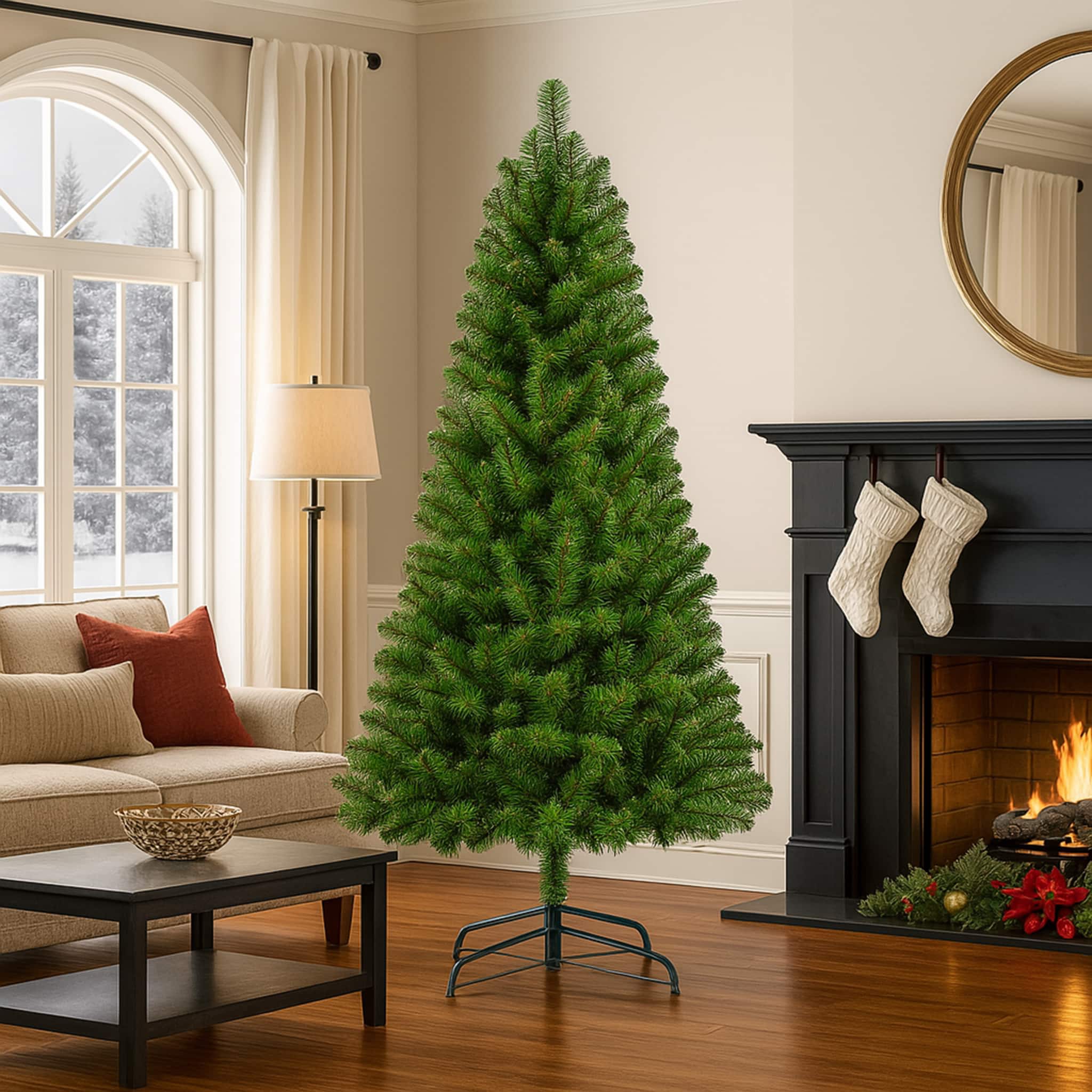 MOOSOO - 7FT Artificial Christmas Tree with 775 Tips, Full PVC Branches, Holiday Tree with Sturdy Metal Stand - Green