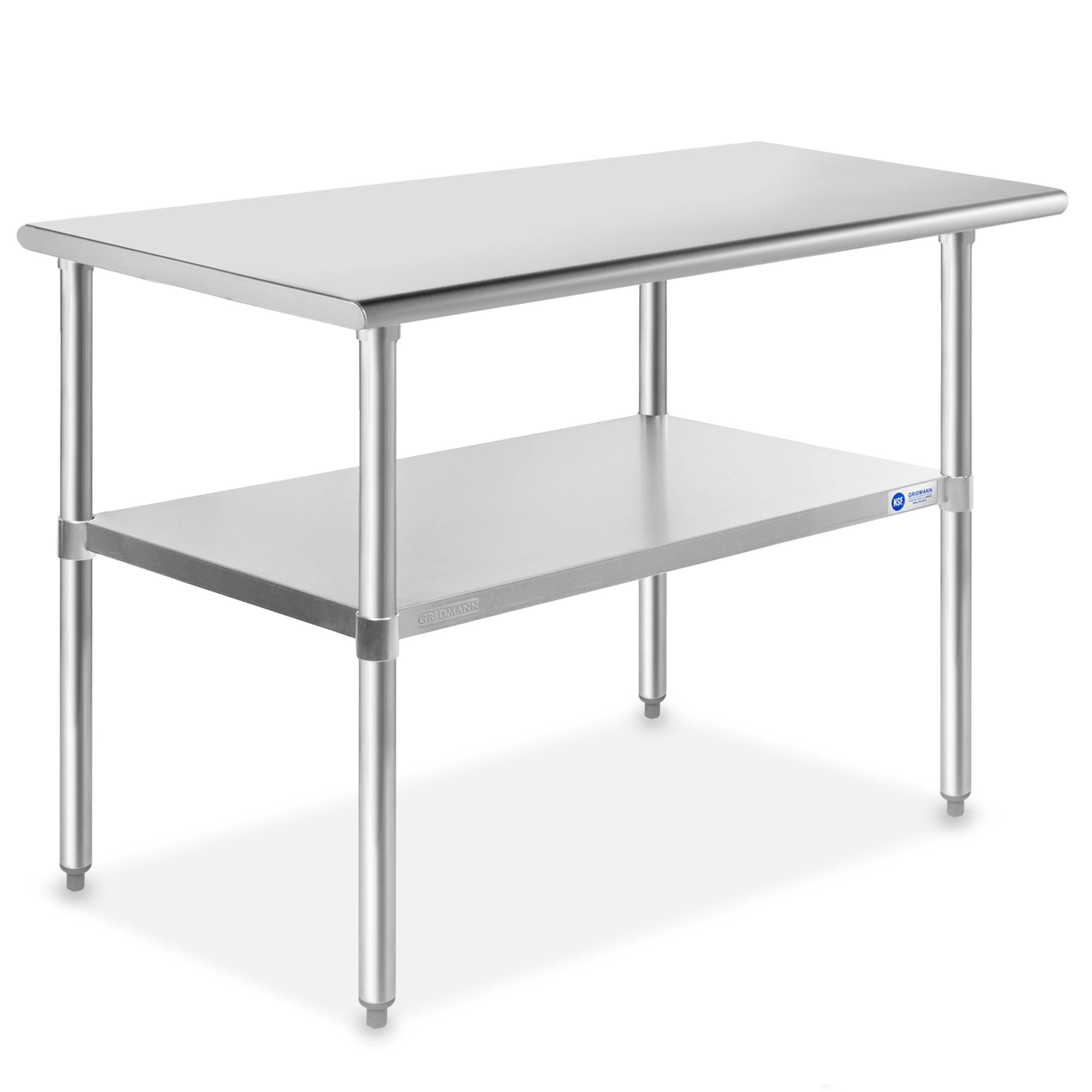 Front. GRIDMANN - 48 x 24-in NSF Stainless Steel Commercial Prep Table - Silver.