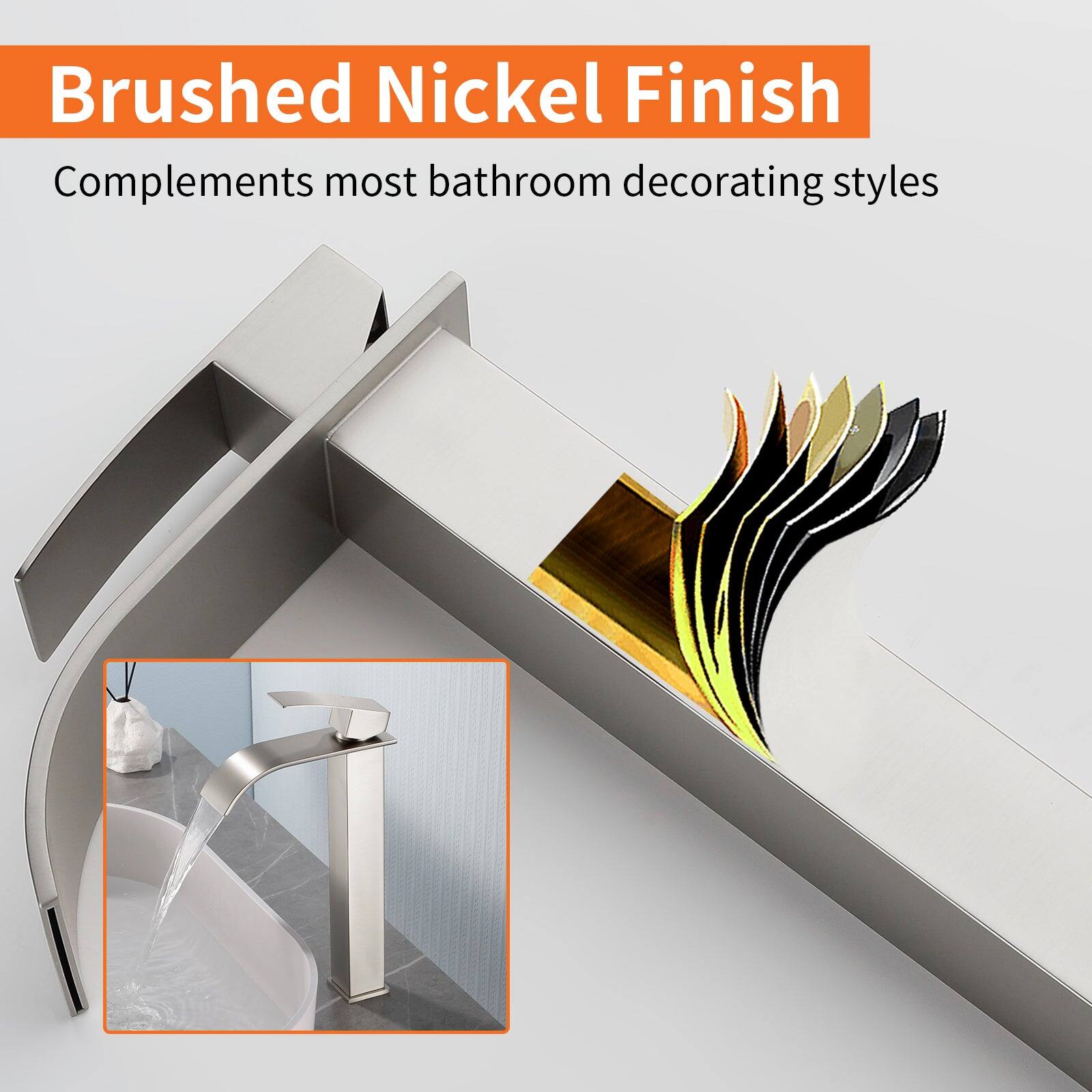 Brushed Nickel Finish  
Complements most bathroom decorating styles
