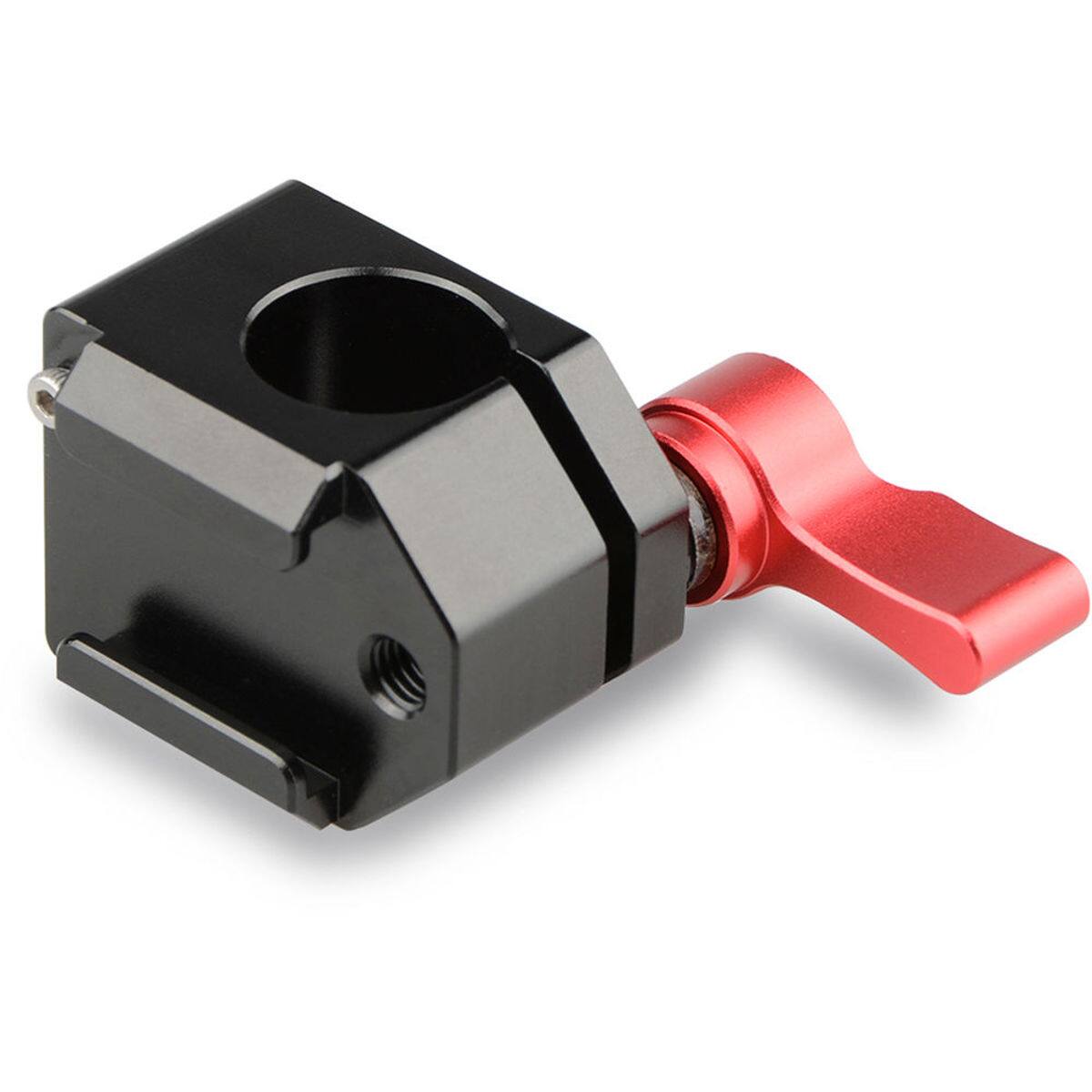 Alt View 1. CAMVATE - CAMVATE 15mm Rod Clamp with Cold Shoe, Red Knob.