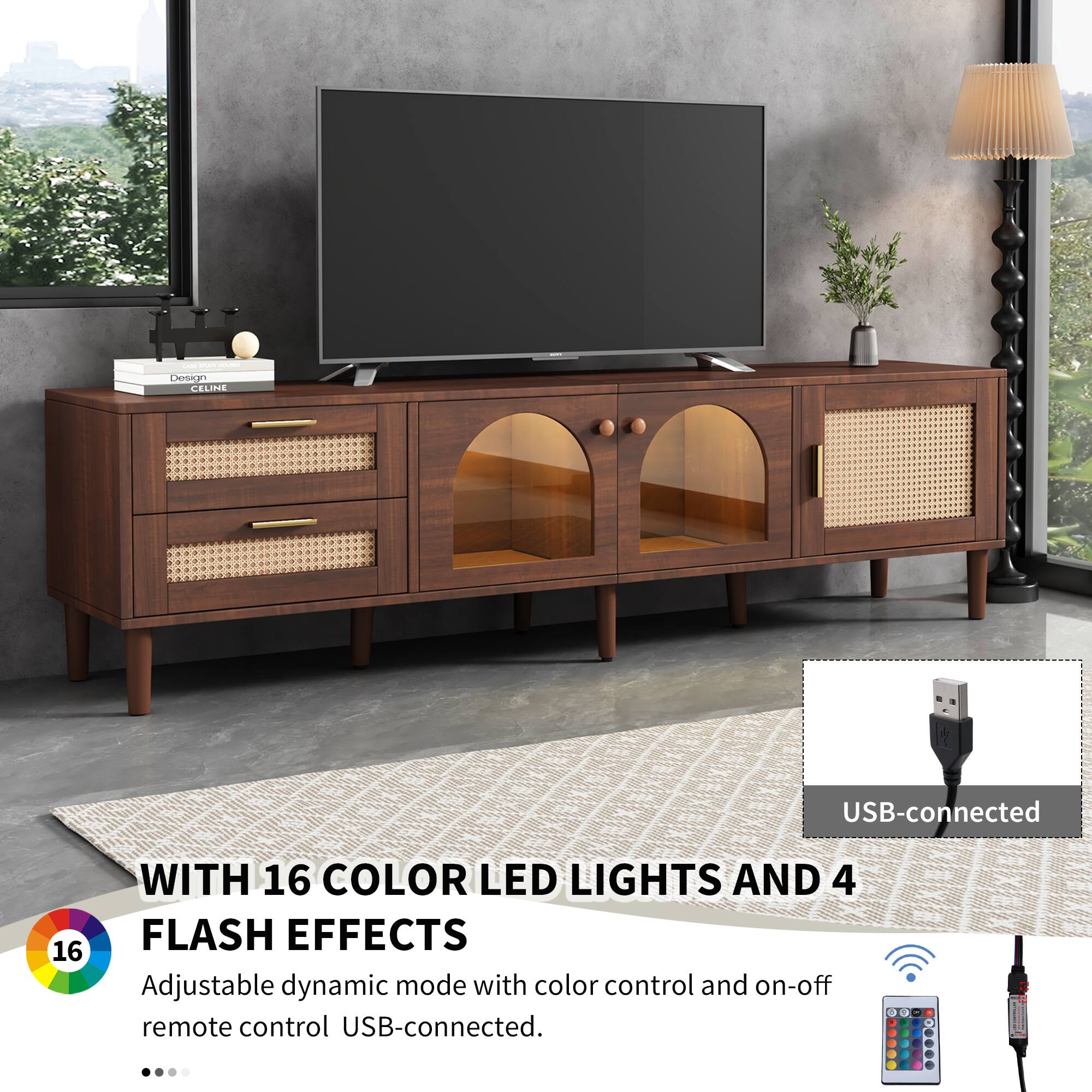 WITH 16 COLOR LED LIGHTS AND 4 FLASH EFFECTS

Adjustable dynamic mode with color control and on-off remote control USB-connected.