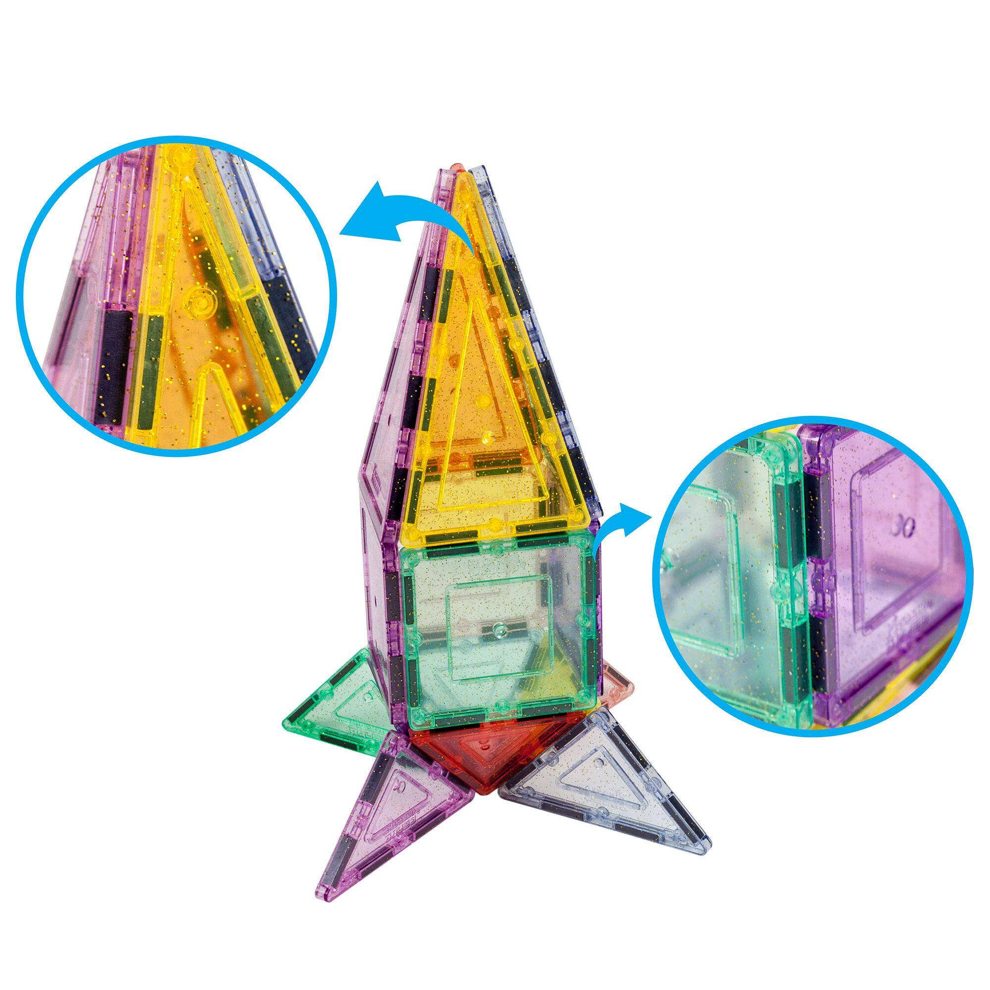 Alt View 4. PicassoTiles - PicassoTiles 48 PC Pastel Themed, Magnetic Tiles, Magnetic Building Blocks Toys for Boys & Girls 3+.