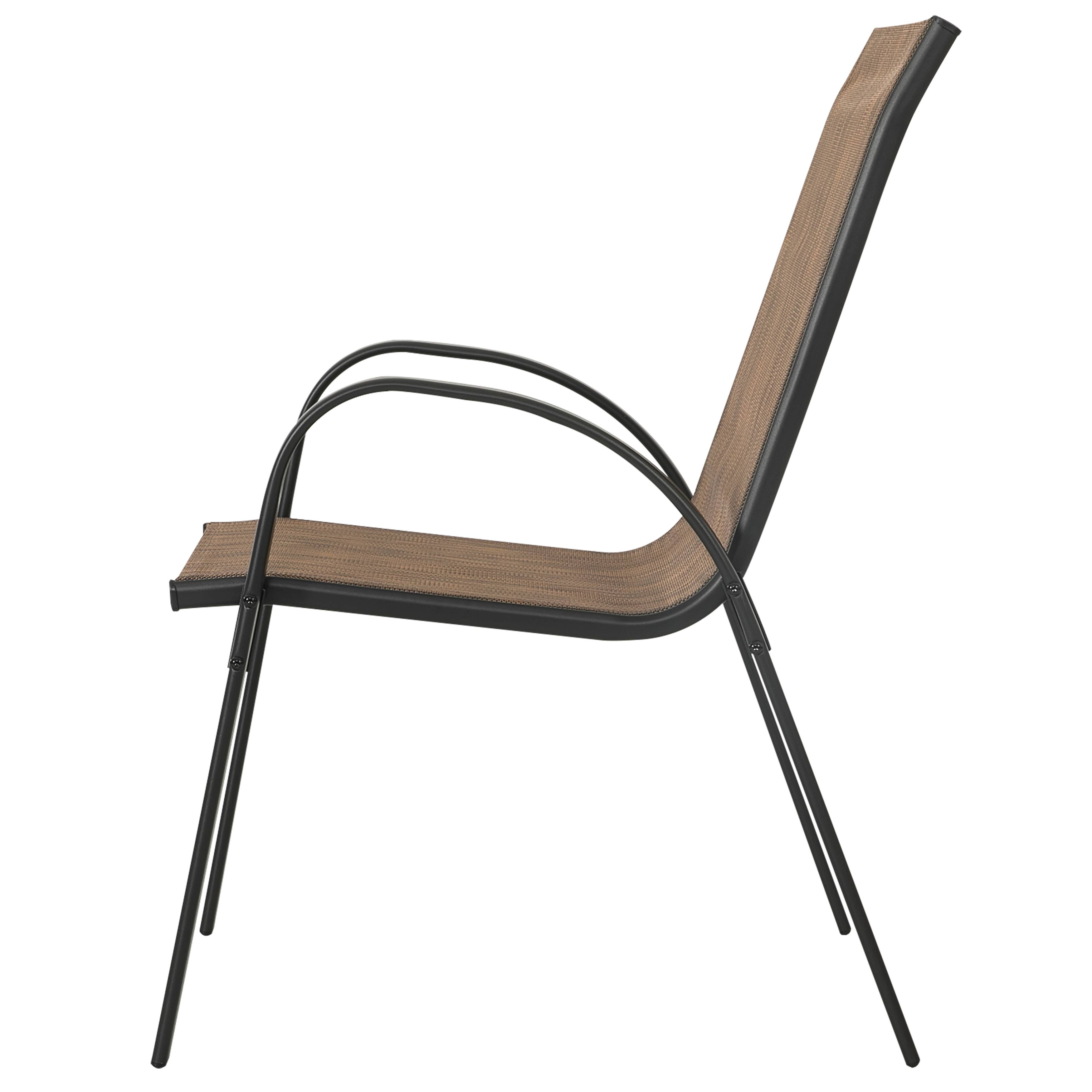 Alt View 9. Nuu Garden - Patio Chairs Set of 4, Stackable Outdoor Dining Chairs with Armrests, All-Weather Textilene - Brown.