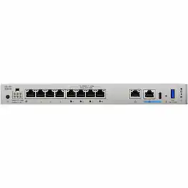 Cisco Consumer Products - Cisco Secure Firewall 1210 Compact Security Appliance with PoE, Threat Defense Software - Centralized Management - 8 - Black