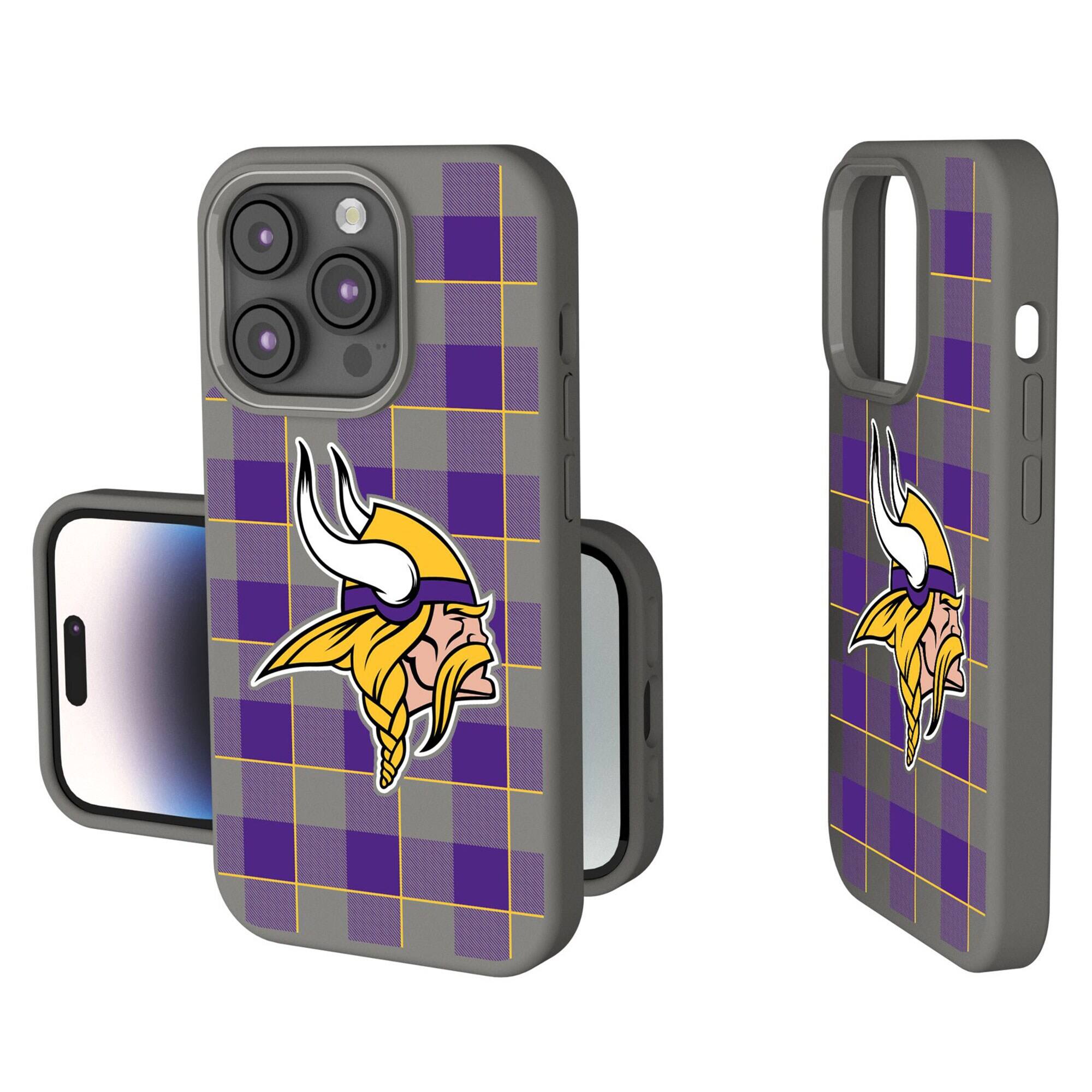 Keyscaper - NFL - Minnesota Vikings Plaid Soft Touch iPhone Case - 14 - Gray