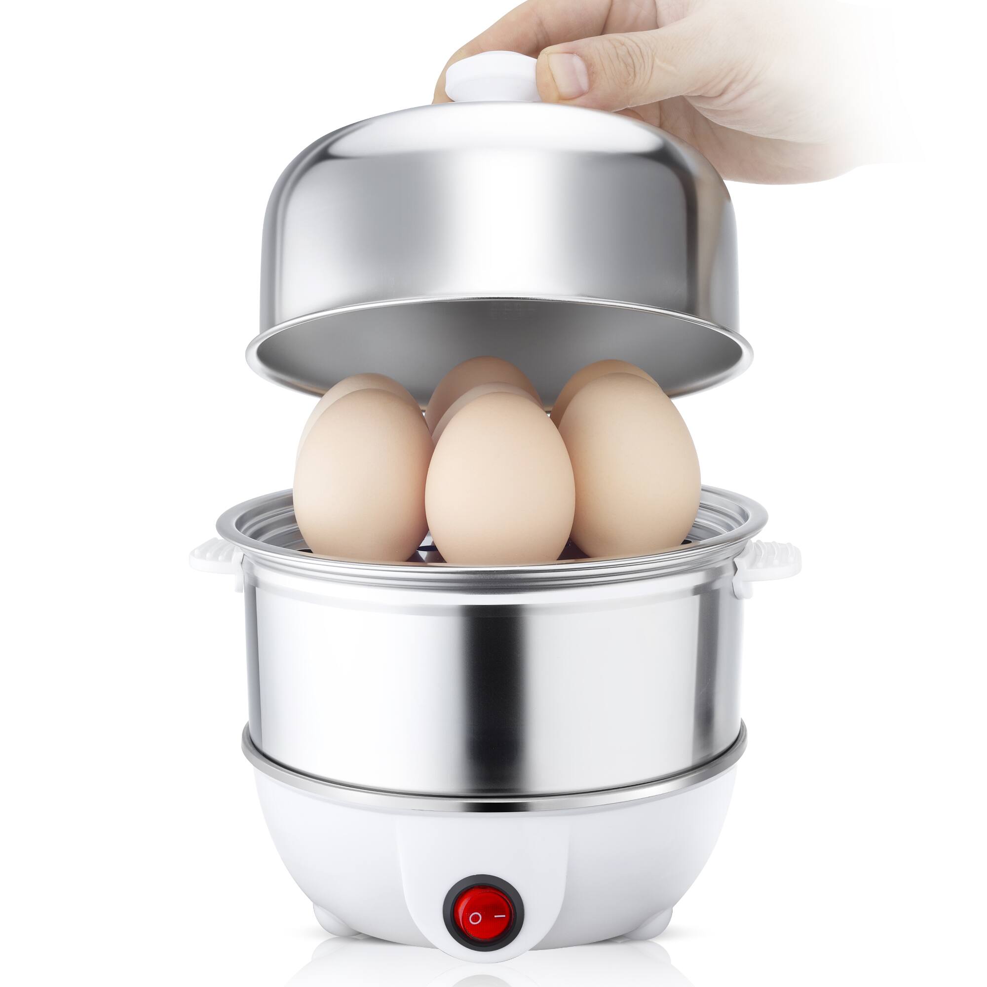 Front. KEINVE - Rapid Egg Cooker 14 Egg Capacity Electric Egg Cooker for Hard Boiled Eggs, Poached Eggs, Scrambled Eggs, or Omelets - White.