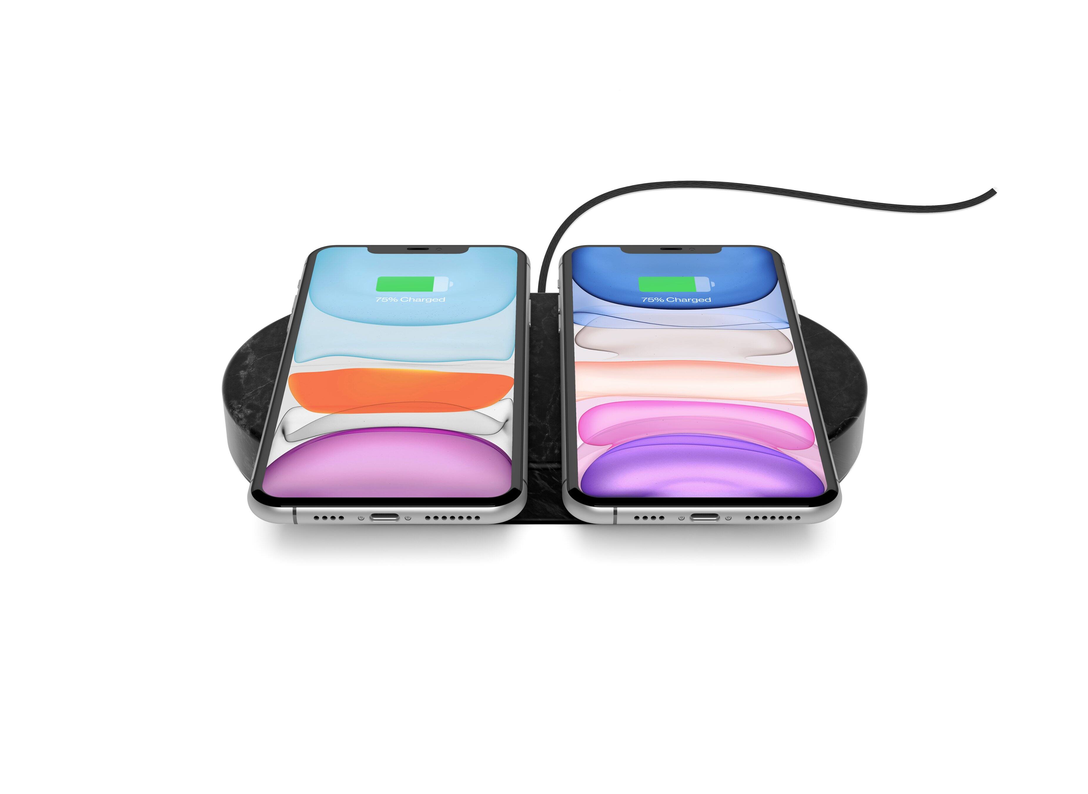 Alt View 13. Einova - Eggtronic Stone 10W Dual Wireless Charging Pad for Qi-enabled Devices - Black Marble.