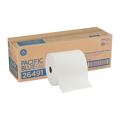 "Pacific Blue Ultra - 8"" High-Capacity Hardwound Paper Towels, 1-Ply, 3 Rolls/Carton (26491) - White" price history on PriceWatchPro