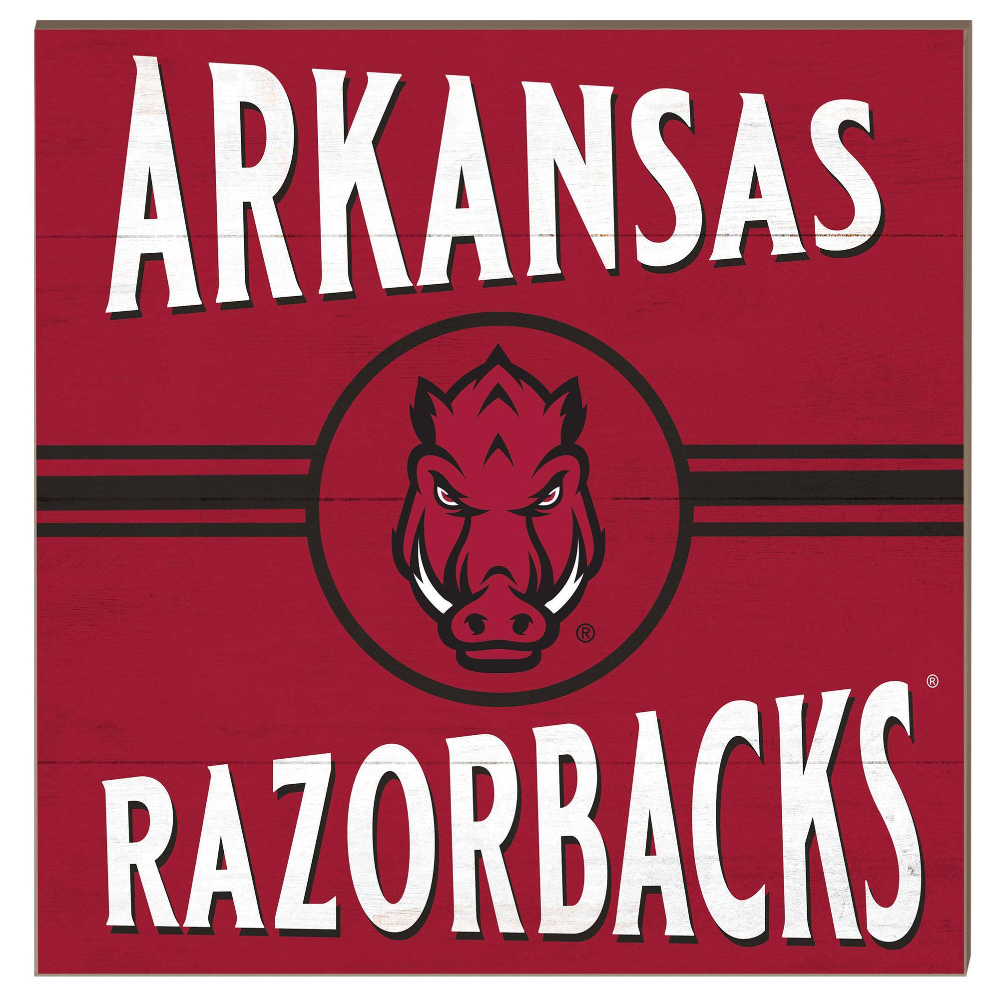 Arkansas Razorbacks 10'' x 10'' Retro Team Sign
