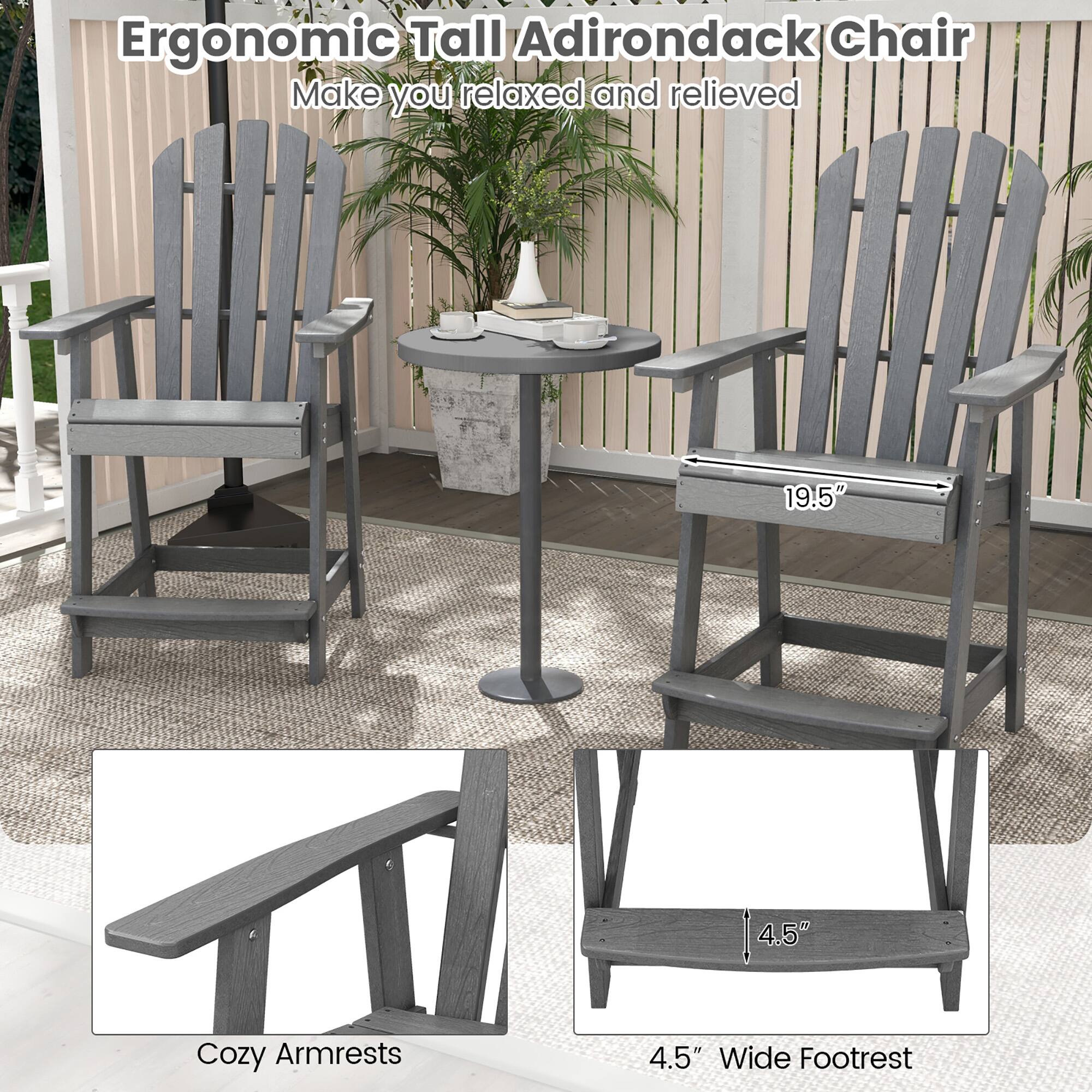 Ergonomic Tall Adirondack Chair: Make you relaxed and relieved

- 19.5" Height
- 4.5" Cozy Armrests
- 4.5" Wide Footrest