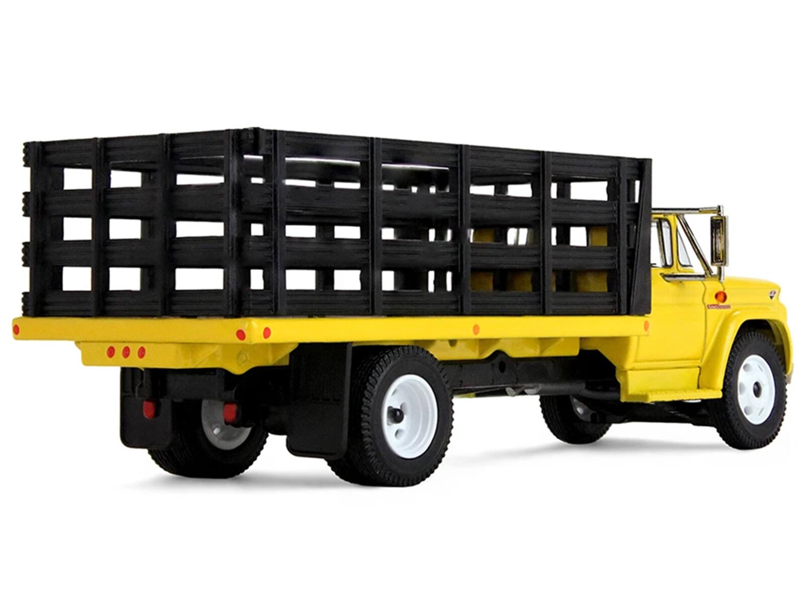 Alt View 4. First Gear - GMC 4000 Stake Truck Bright Yellow 1/64 Diecast Model by DCP/First Gear.