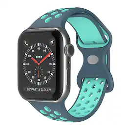 StrapsCo - ColorBlock Active Strap Silicone Rubber Watch Band For Apple Watch - 44mm/45mm/46mm/49mm/Ultra (Short-Medium) - Blue & Teal