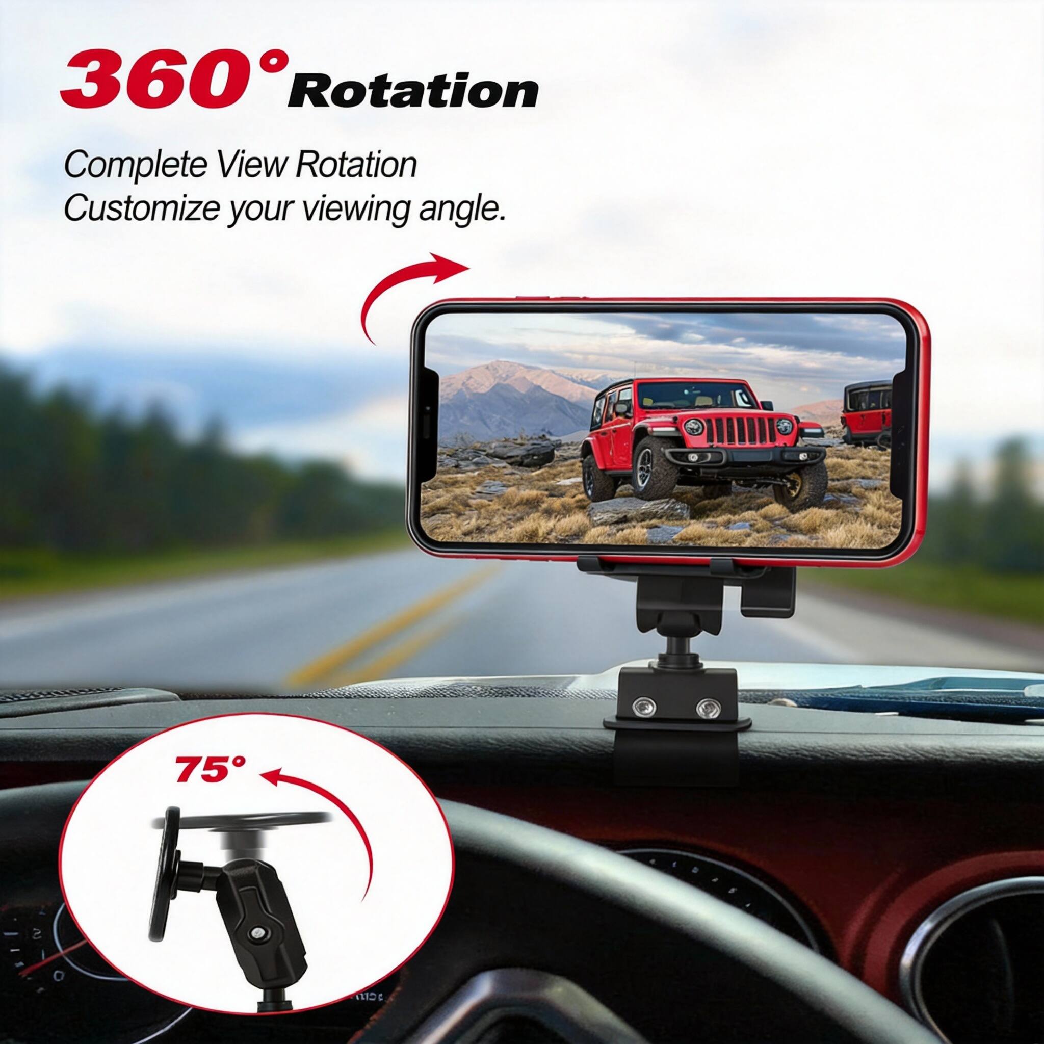 360° Rotation  
Complete View Rotation  
Customize your viewing angle.  

75°