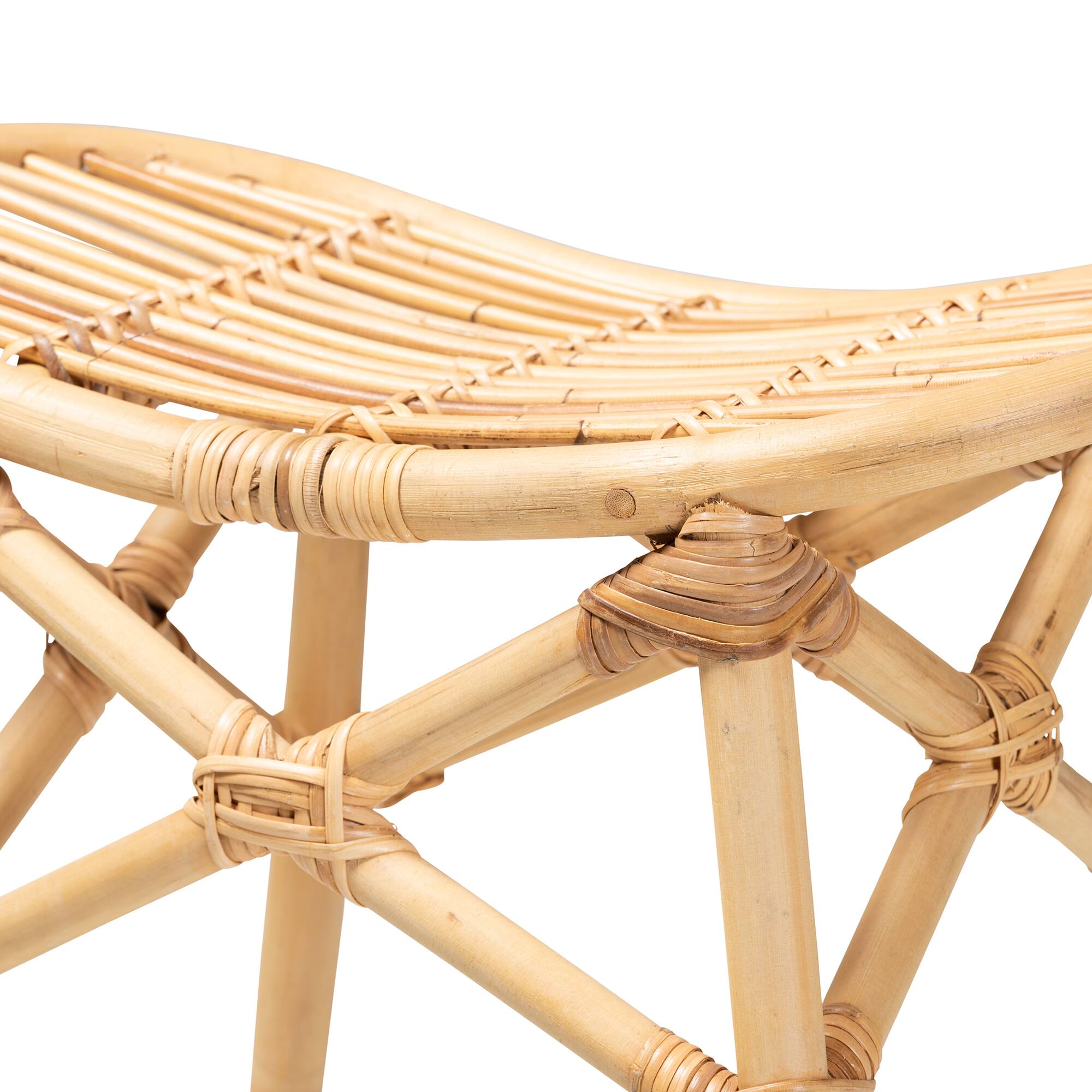 Back. bali & pari - Elgon Modern Bohemian Natural Rattan Counter Stool - Natural Brown.