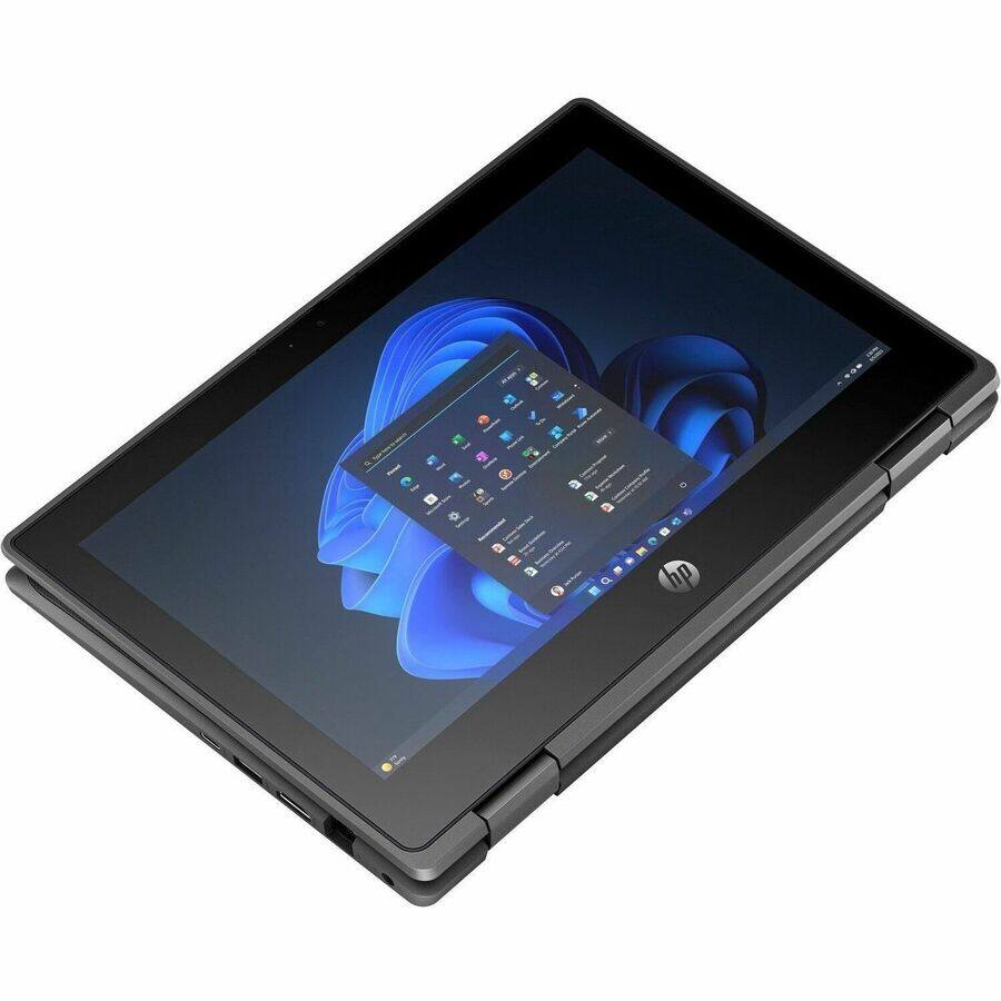 Alt View 3. HP - HP Fortis Flip G1i 11.6" Touchscreen Convertible 2 in 1 Notebook - HD - Intel N-Series N250 - 4 GB - 128 GB Flash Memory - Jet Black.
