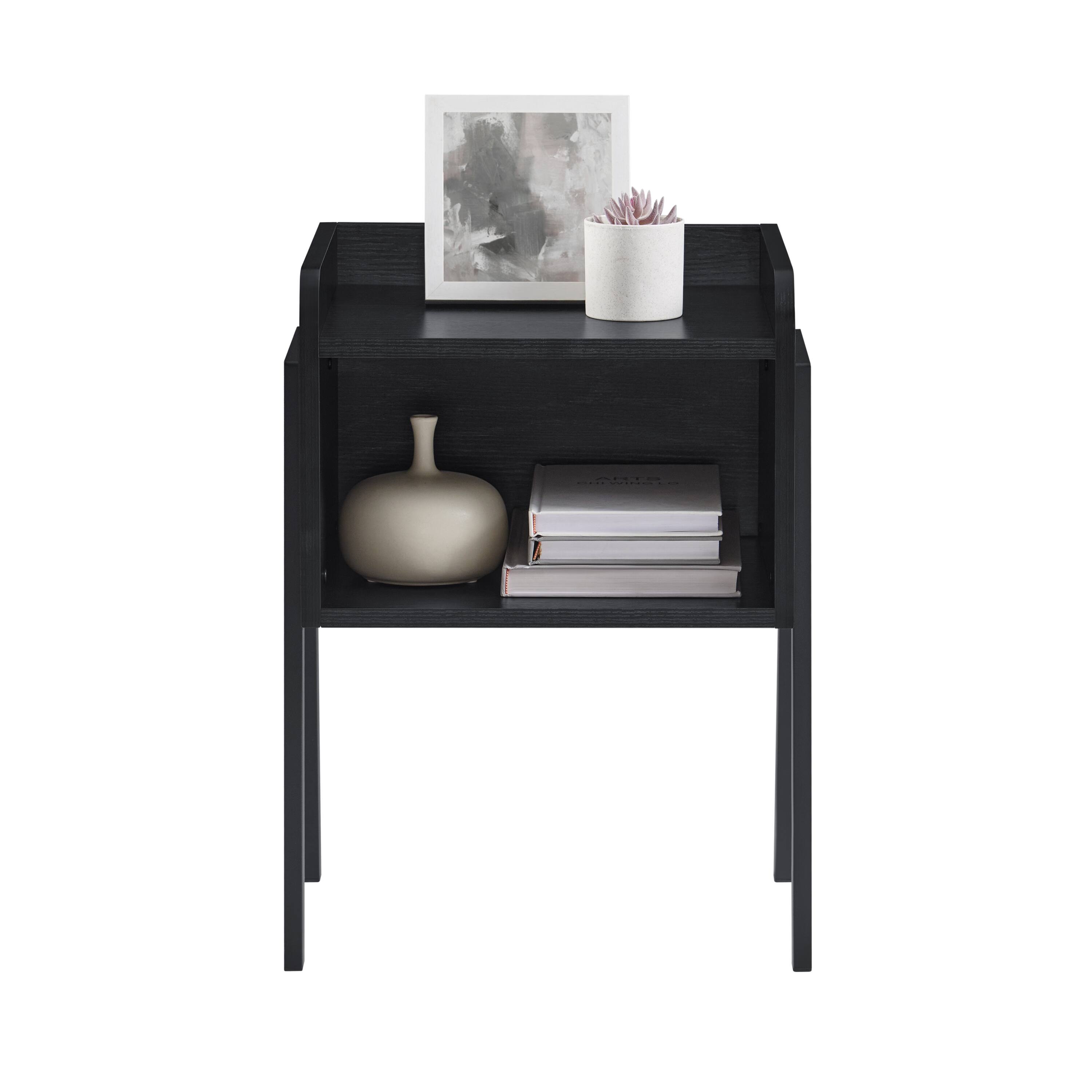 Alt View 7. Danya B - Kazuyo Mid-Century Modern Black Metal Two-Tier End Side Table - Black - Black.