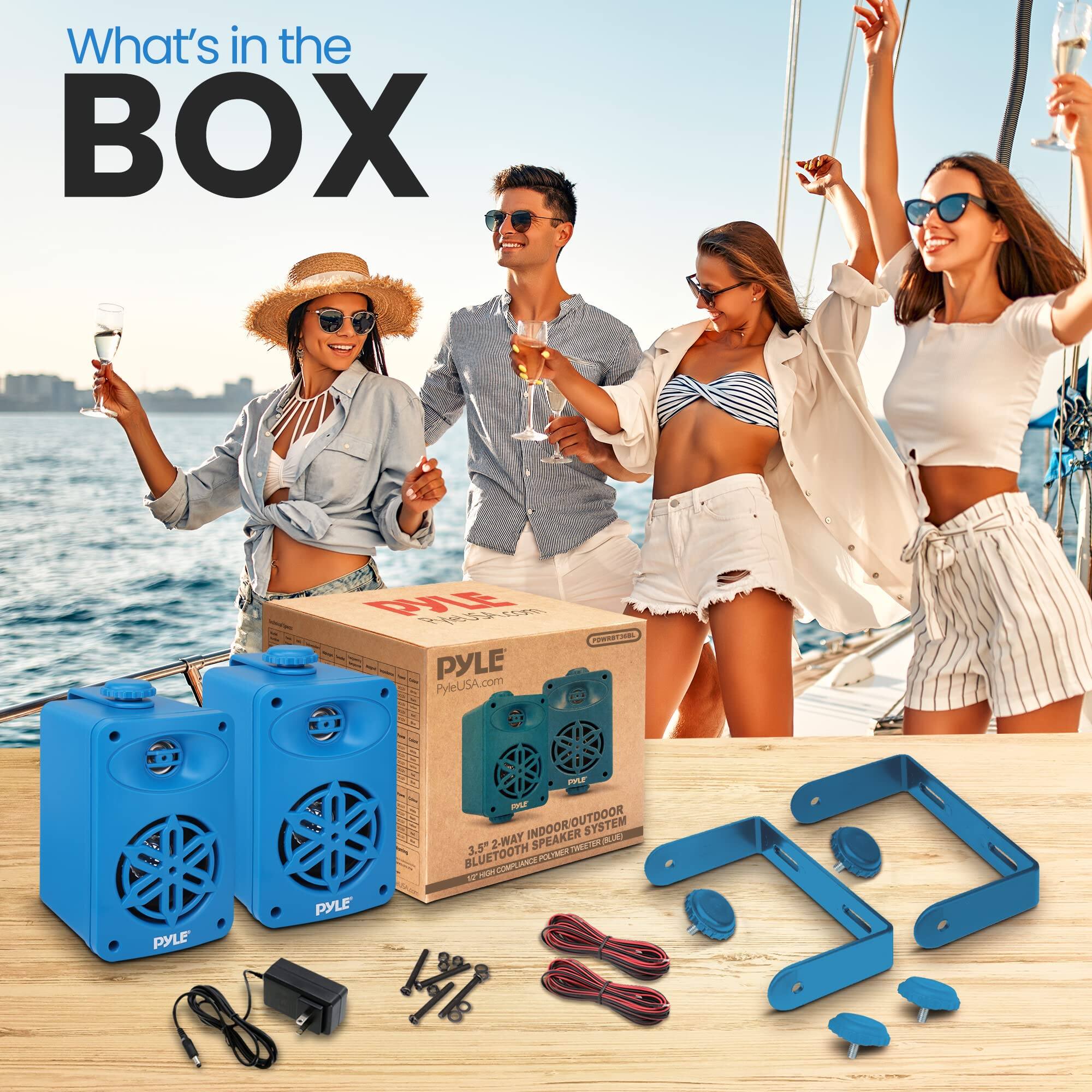 What's in the BOX

PYLE PyleUSA.com

PYLE UUDOL / odbo PPLE ILr 2-WAY INDOOR/OUTDOOR SPEAKER SYSTEM

3.5" LER m BLUETOOTN HAU P NE mu