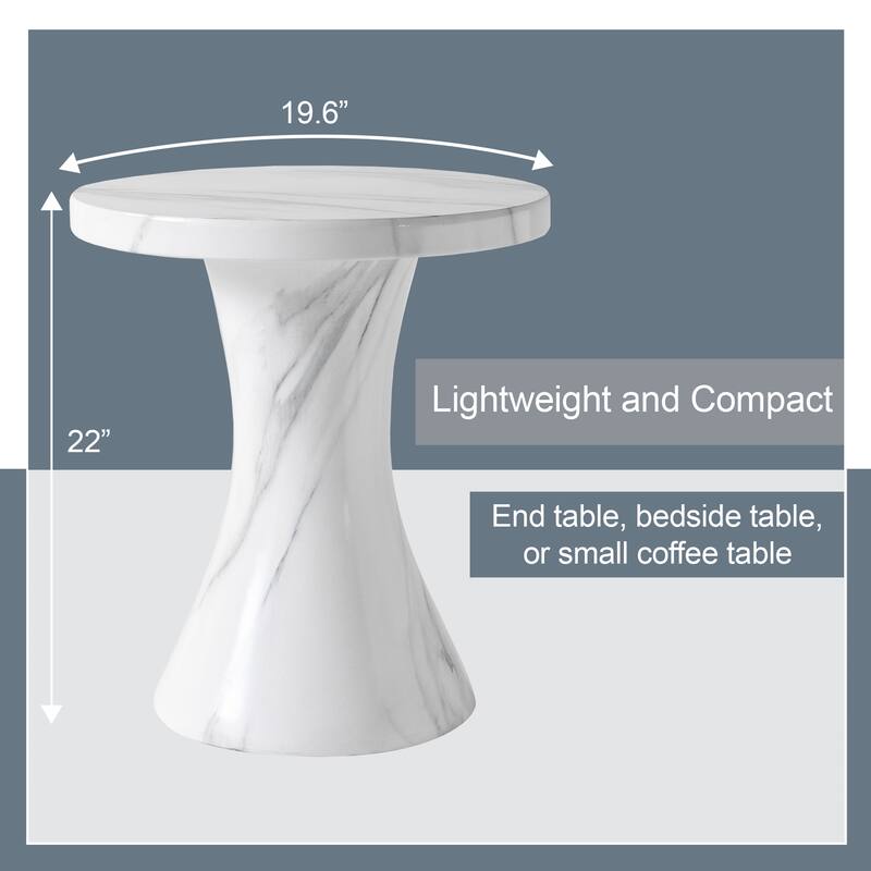19.6" x 22" Lightweight and Compact End table, bedside table, or small coffee table