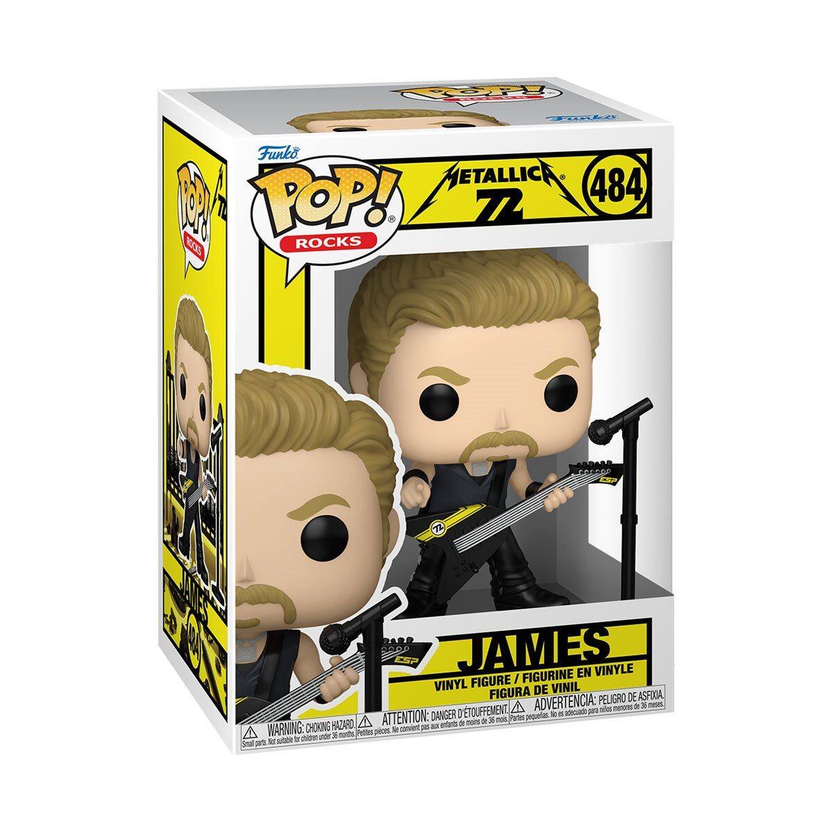 Funko POP! Rocks  
Metallica  
484  
James  
Vinyl Figure / Figurine en Vinyle / Figura de Vinil  
WARNING: CHOKING HAZARD - Small parts. Not for children under 3 years.  
ADVERTENCIA: PEQUEÑOS PIEZAS. NO ES ADECUADO PARA MENORES DE 3 AÑOS.  
ATTENTION: PELIGRO DE ASFIXIA - Petites pièces. Ne convient pas aux enfants de moins de 3 ans.