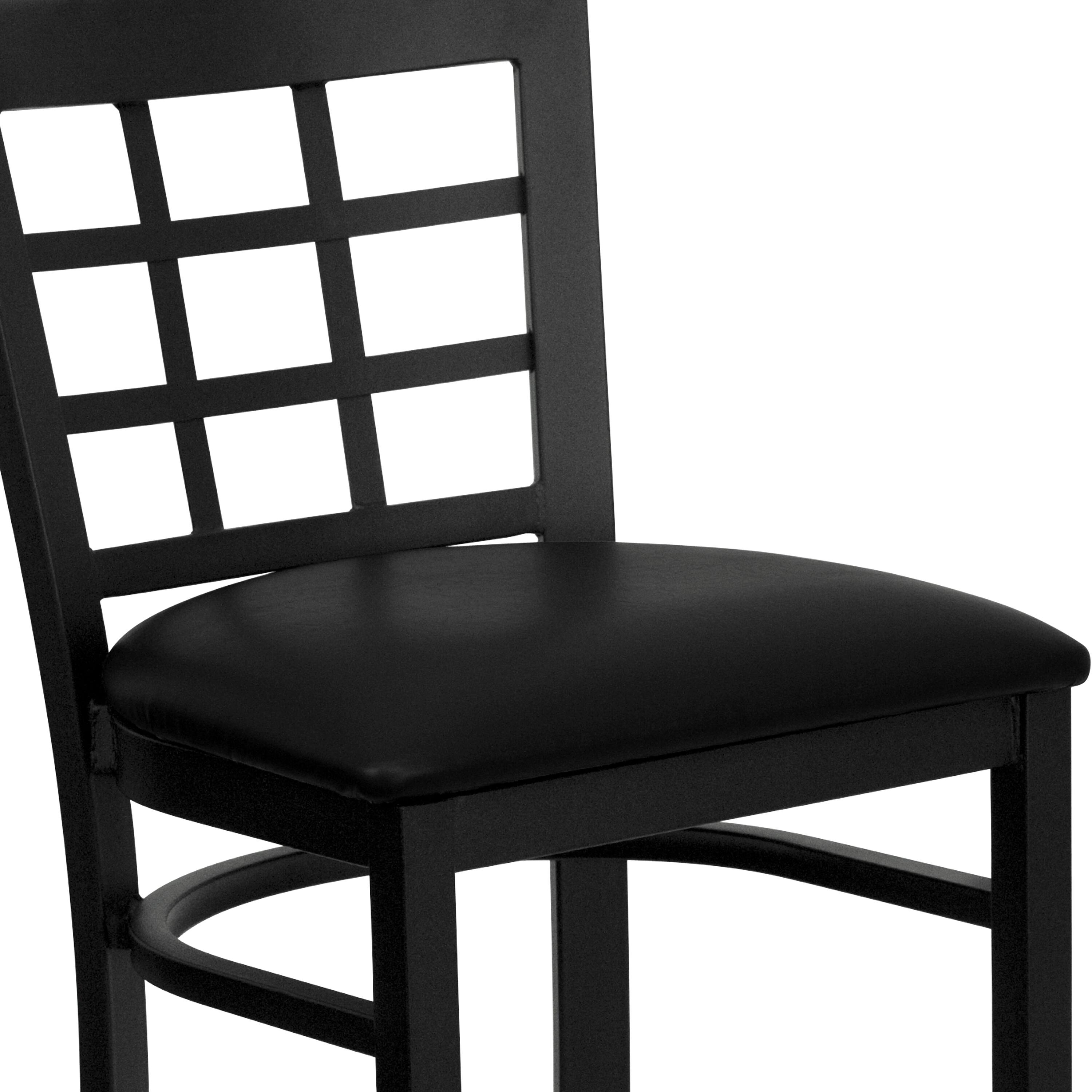 Alt View 9. Emma + Oliver - Window Back Metal Restaurant Dining Barstool - Black Vinyl Seat/Black Metal Frame.