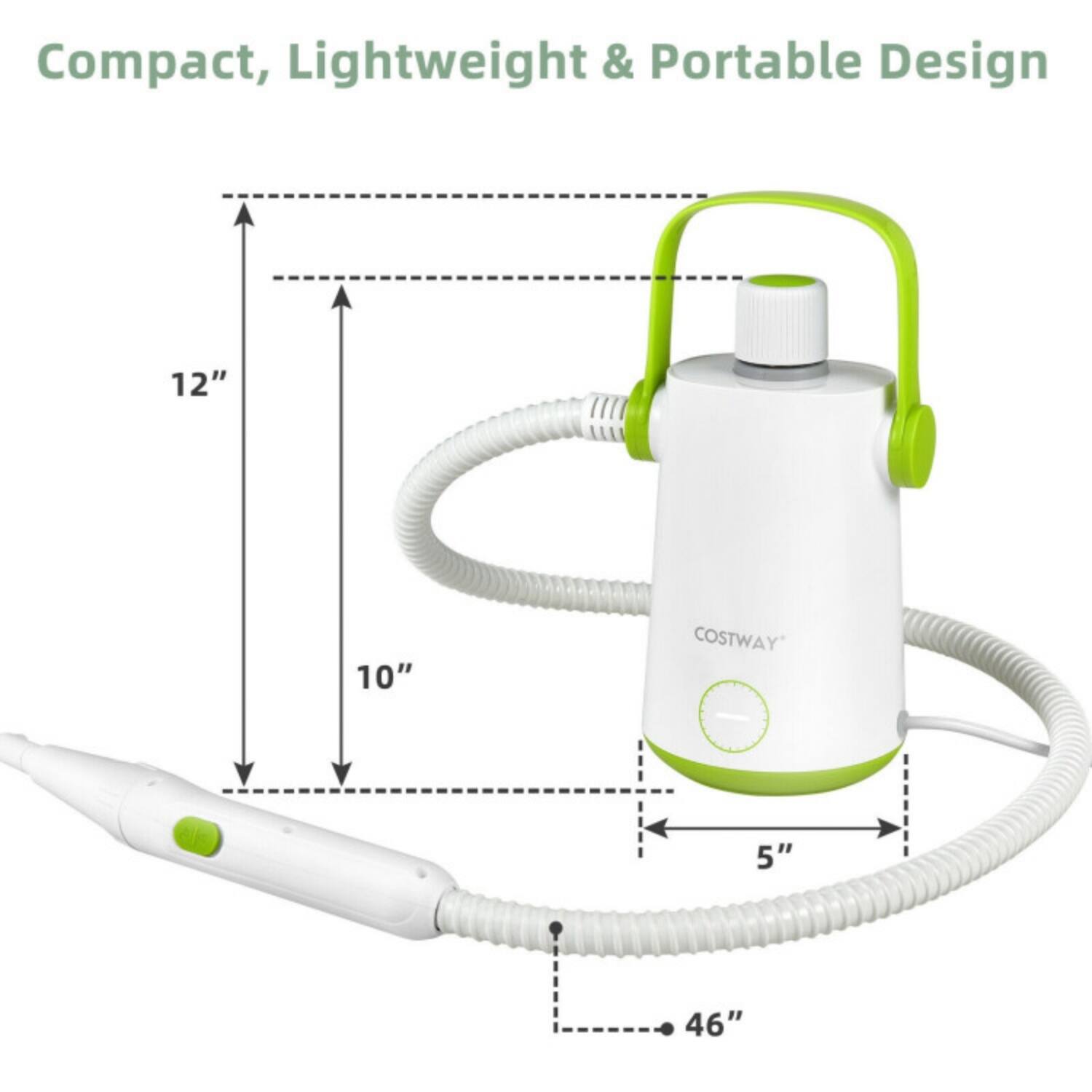 Compact, Lightweight & Portable Design  
12"  
10"  
5"  
46"  
COSTWAY