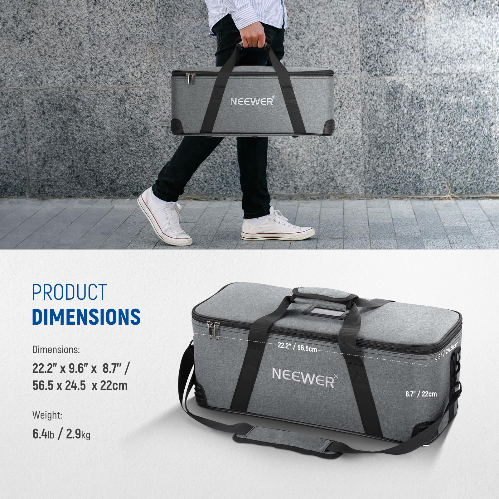PRODUCT DIMENSIONS

Dimensions:  
22.2" x 9.6" x 8.7" / 56.5 x 24.5 x 22cm

Weight:  
6.4lb / 2.9kg