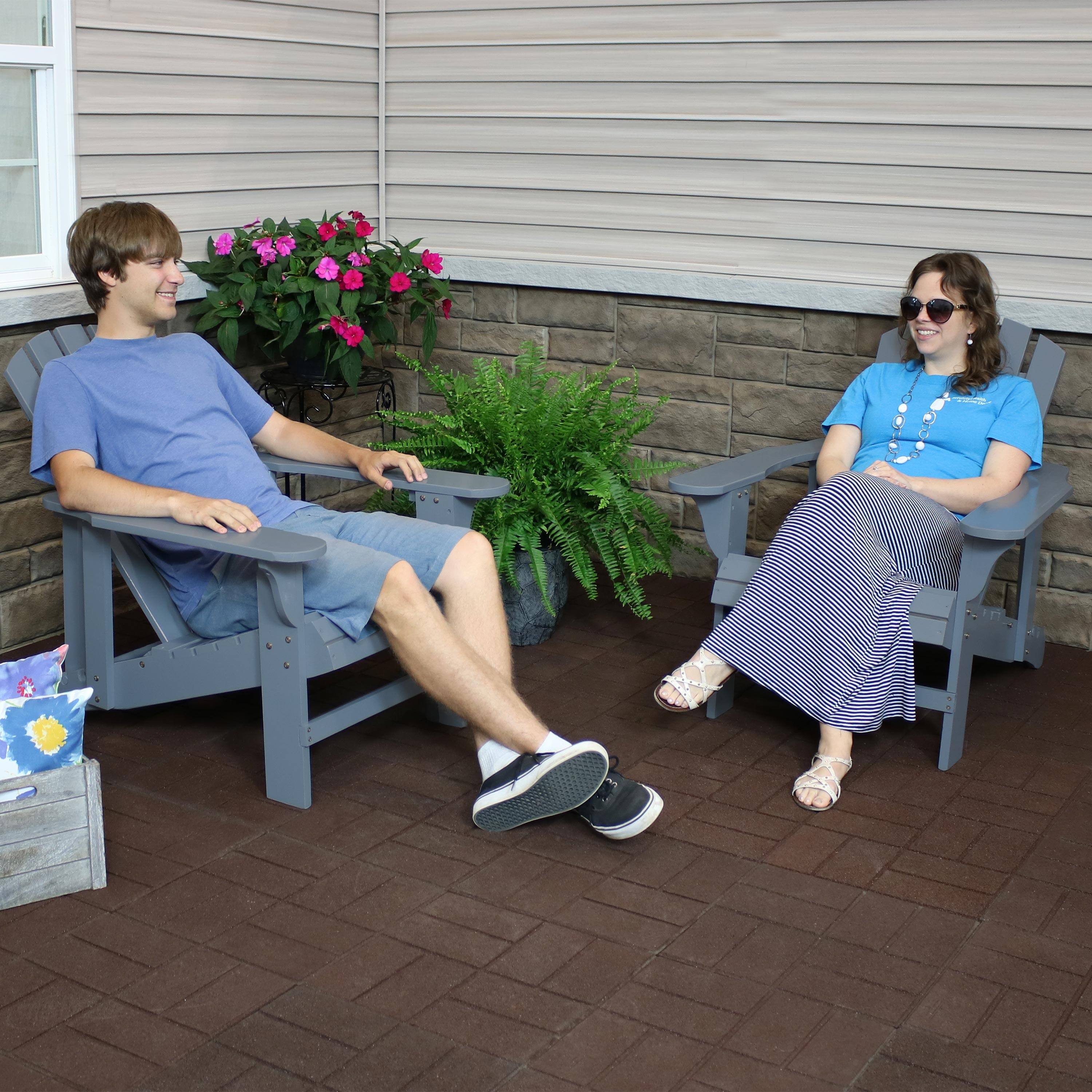 Alt View 3. Sunnydaze - Fir Wood Adirondack Chair with Adjustable Back - Set of 2 - Gray.