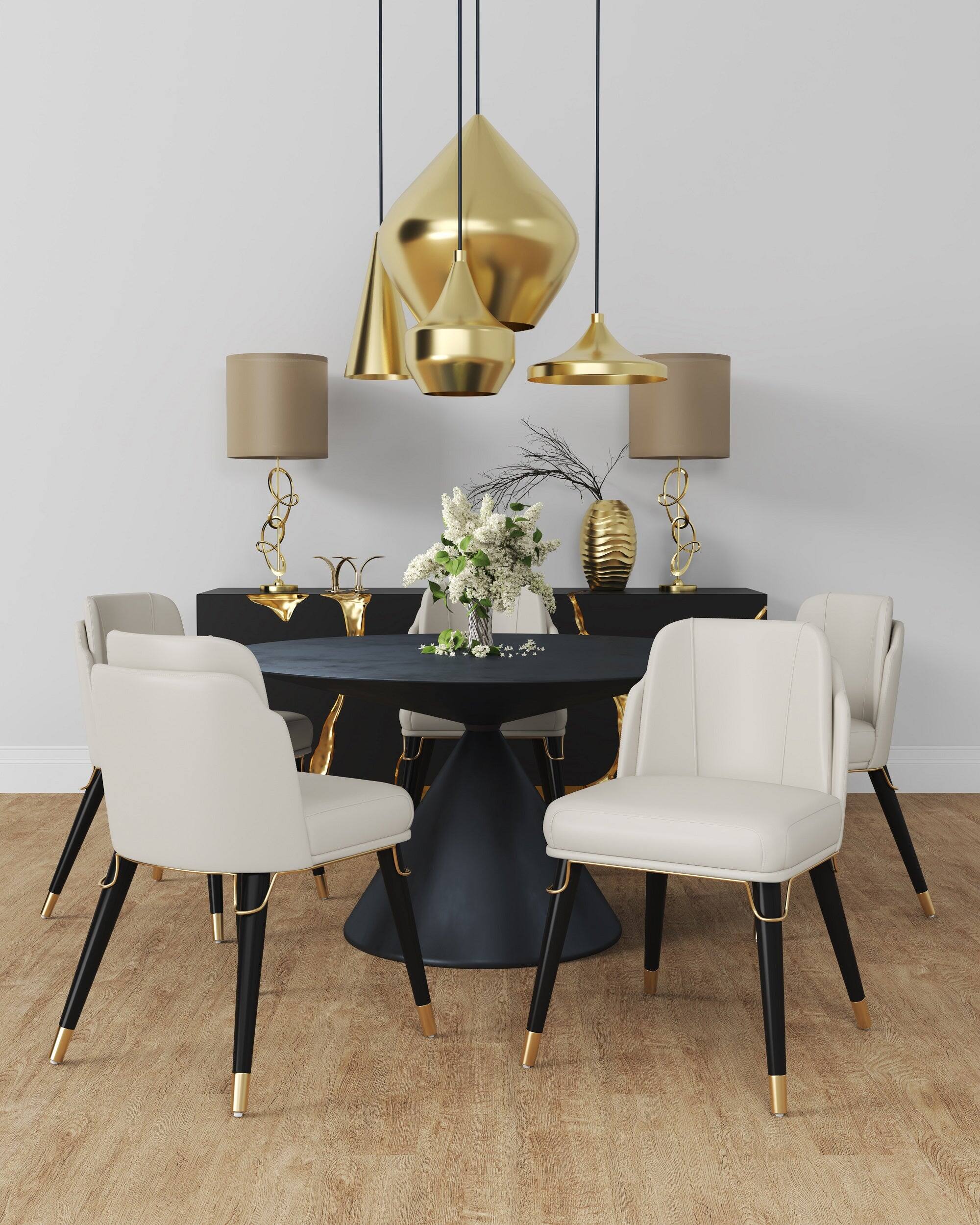 Angle. Manhattan Comfort - Estelle Modern Wood Vegan Leather Dining Chair - Cream.