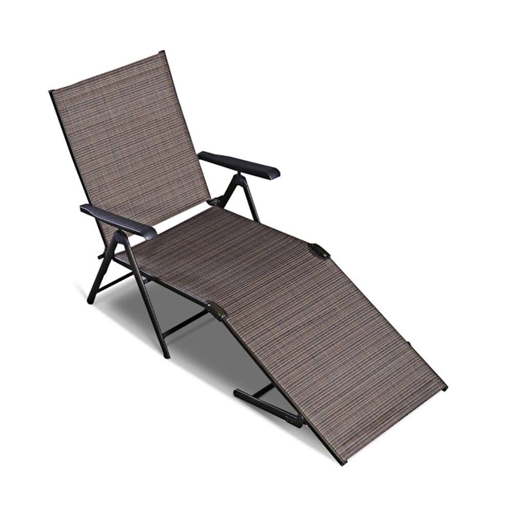 Alt View 2. Pefilos - Patio Lounge Chair, Adjustable Chaise Lounge Chair with 5 Reclining Positions Cushion - Brown.