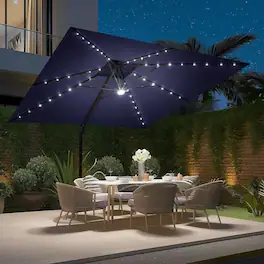Crestlive Products - 11ft Aluminum Navy Slide-tilt Cantilever Patio Umbrella Lights Base - Navy blue