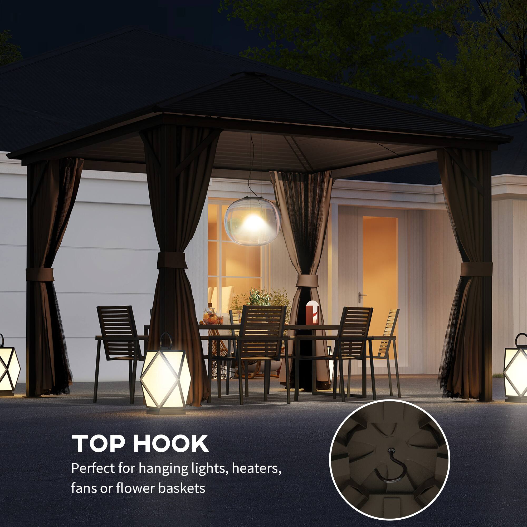 TOP HOOK
Perfect for hanging lights, heaters, fans or flower baskets