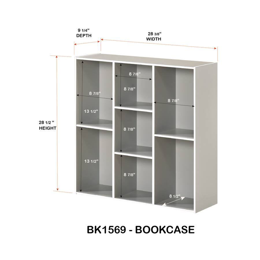 Kings Brand Furniture Haven 7 Shelf Bookcase White - Best Buy