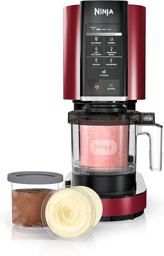 NINJA INSTALL CREAMIFY TECHNOLOGY ICE CREAM SORBET LITE SMOOTHIE ICE CREAM BOWL 6 GELATO MILKSHAKE + MIX-IN RE-SPIN LID NINJA