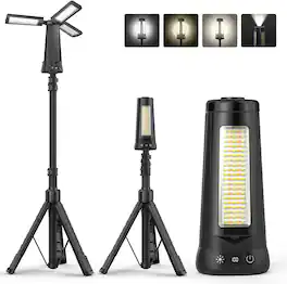 Dimgogo - 15000mAh LED Camping Light,7ft Adjustable Stand,5500LM 3-Color Dimmable Emergency Lamp Detachable Tripod - Black