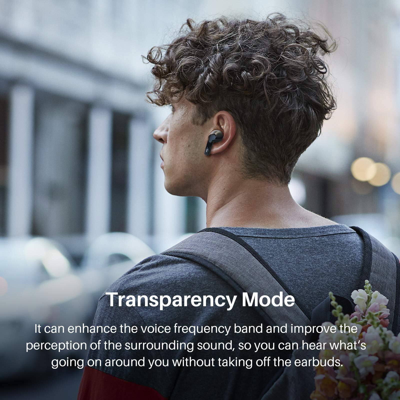 Transparency Mode

It can enhance the voice frequency band and improve the perception of the surrounding sound, so you can hear what's going on around you without taking off the earbuds.