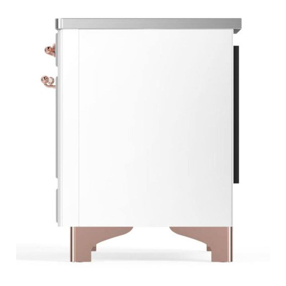 Alt View 4. ILVE - ILVE Majestic II 36 inch Induction Range with 5 Elements (White, Copper Trim) - White.