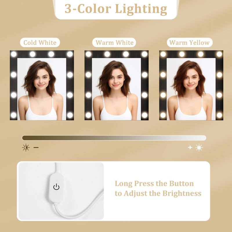 3-Color Lighting

Cold White
Warm White
Warm Yellow

Long Press the Button to Adjust the Brightness