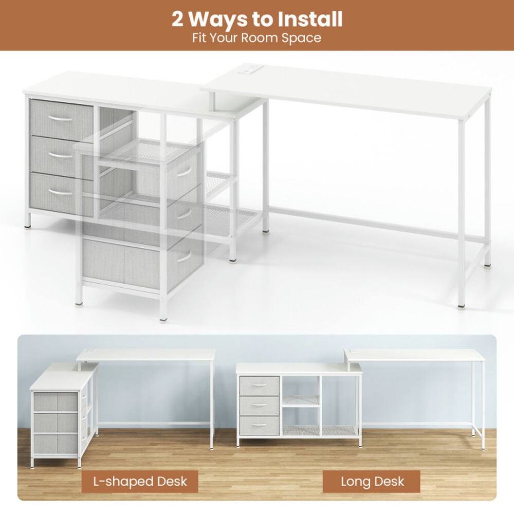 2 Ways to Install  
Fit Your Room Space  

L-shaped Desk  
Long Desk