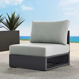 Tahoe Outdoor Patio Powder-Coated Aluminum Modular Armless Chair by Modway - Gray Gray