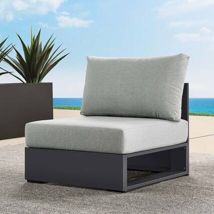 Front. Modway - Tahoe Outdoor Patio Powder-Coated Aluminum Modular Armless Chair by Modway - Gray Gray.