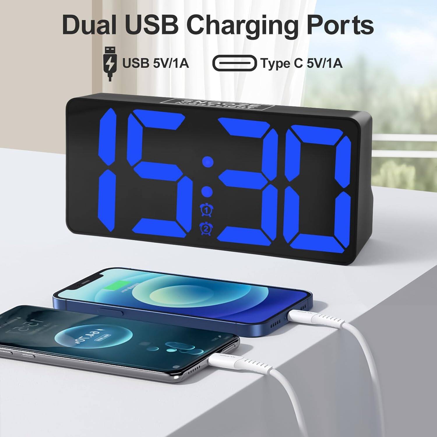 Dual USB Charging Ports  
USB 5V/1A  
Type C 5V/1A